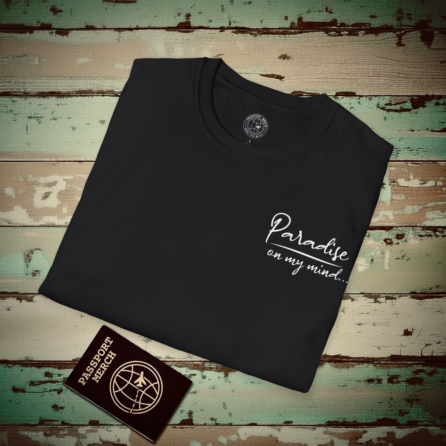 Paradise on My Mind, Hawaii, Back Print T-Shirt Black / S
