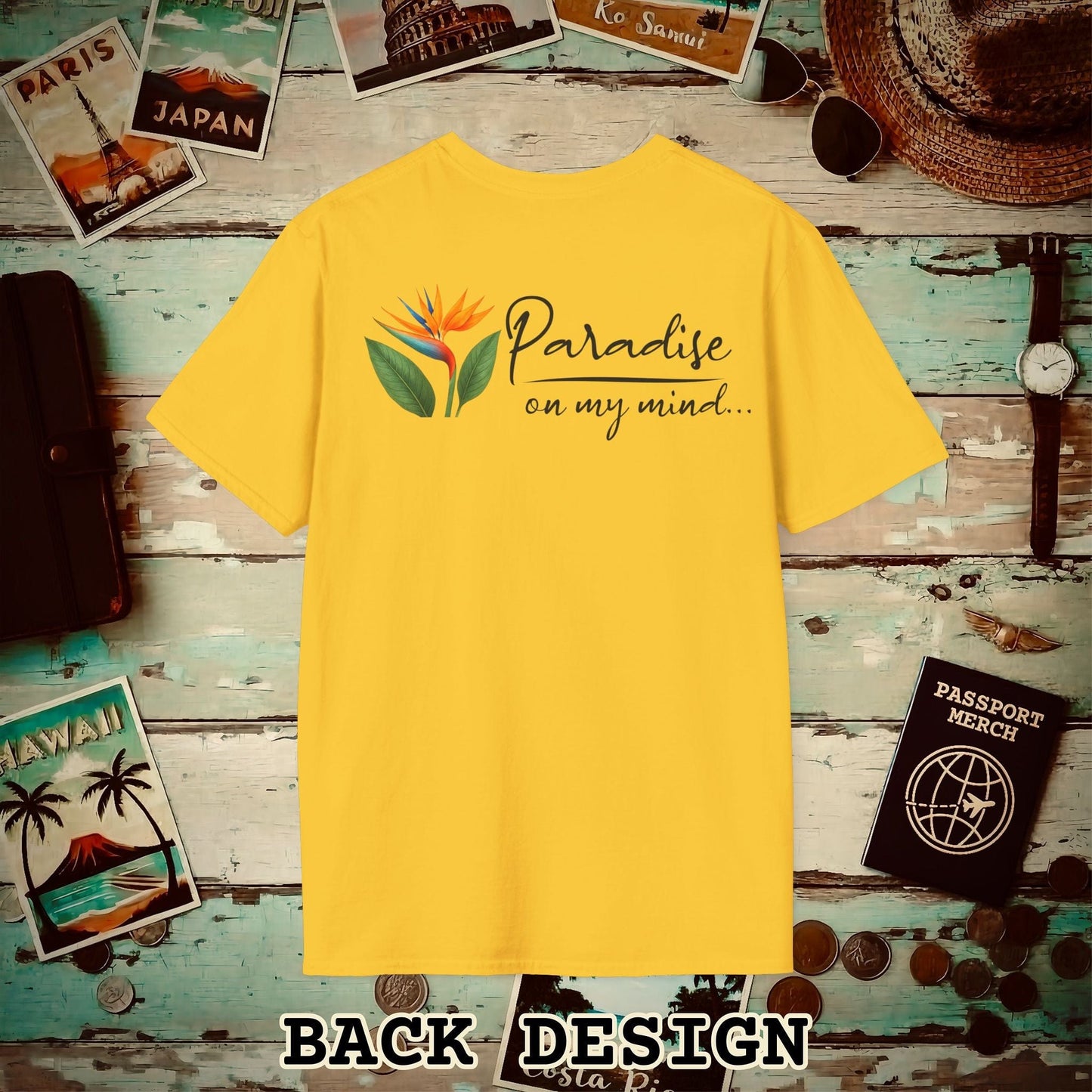 Paradise on My Mind, Hawaii, Back Print T-Shirt Daisy / S