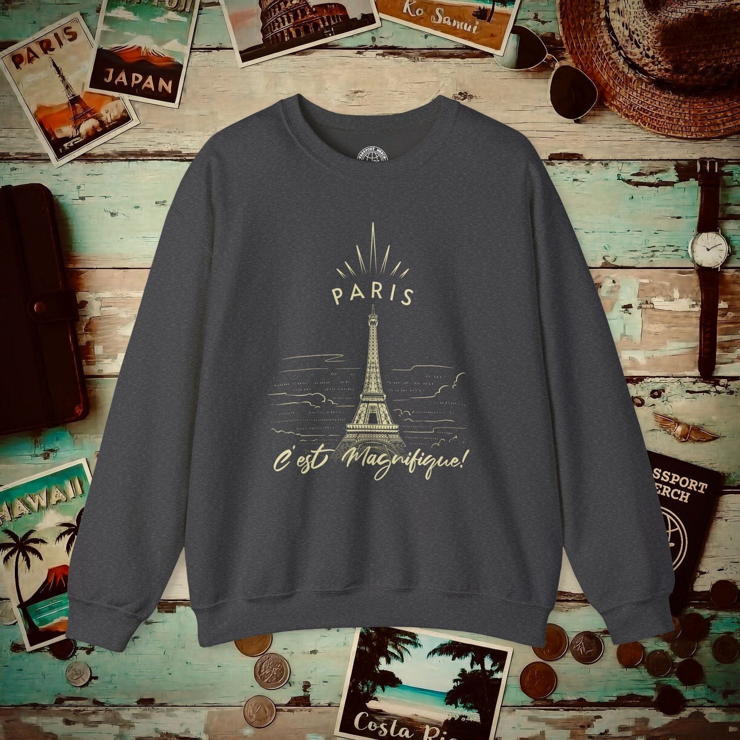 Paris C'est Magnifique France Crewneck Dark Heather / S