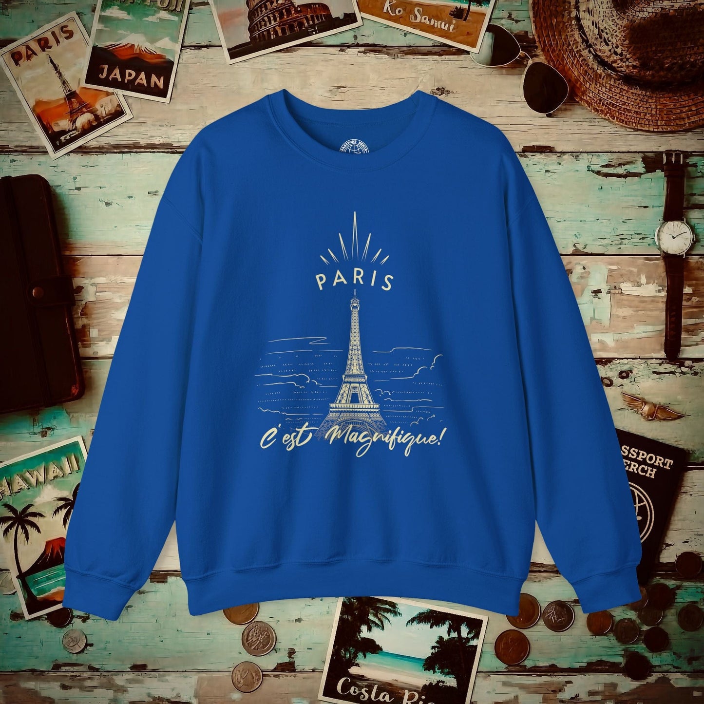 Paris C'est Magnifique France Crewneck Royal / S
