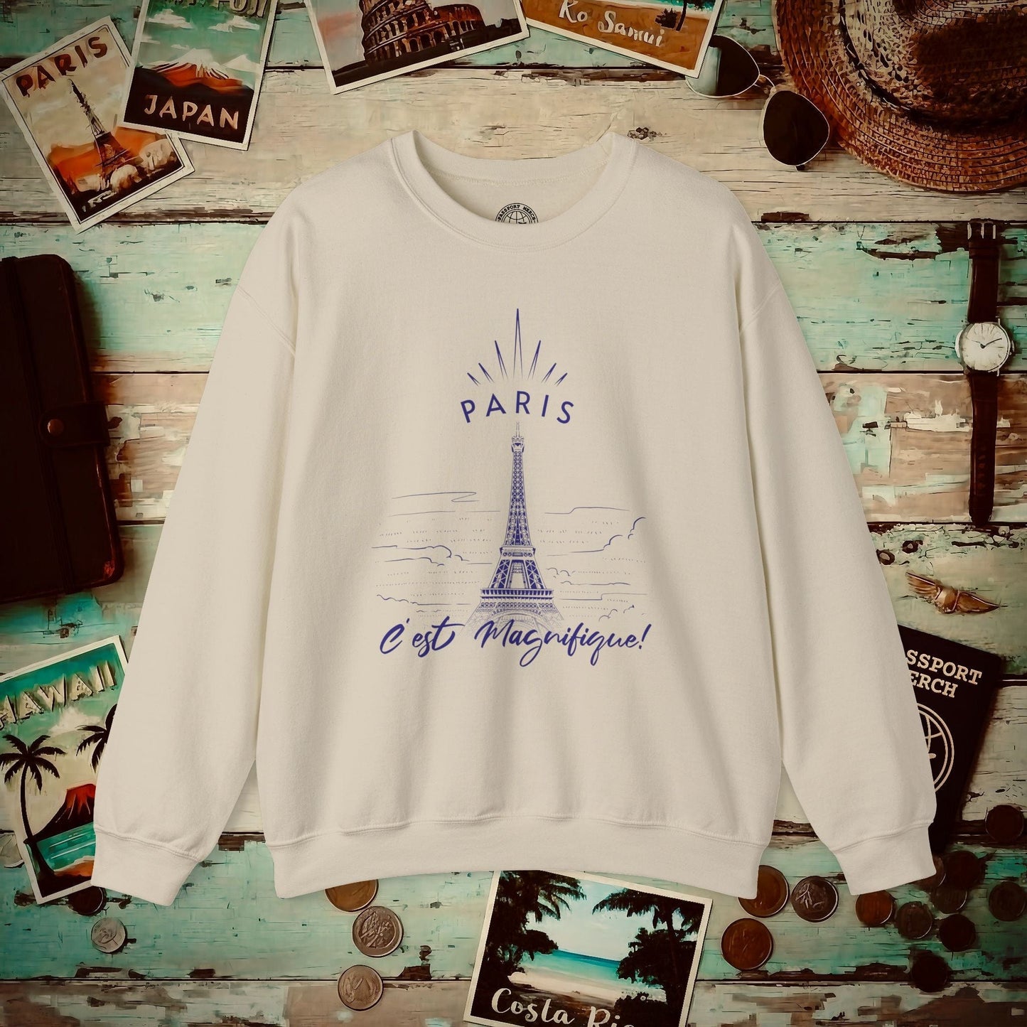 Paris C'est Magnifique France Crewneck Sand / S