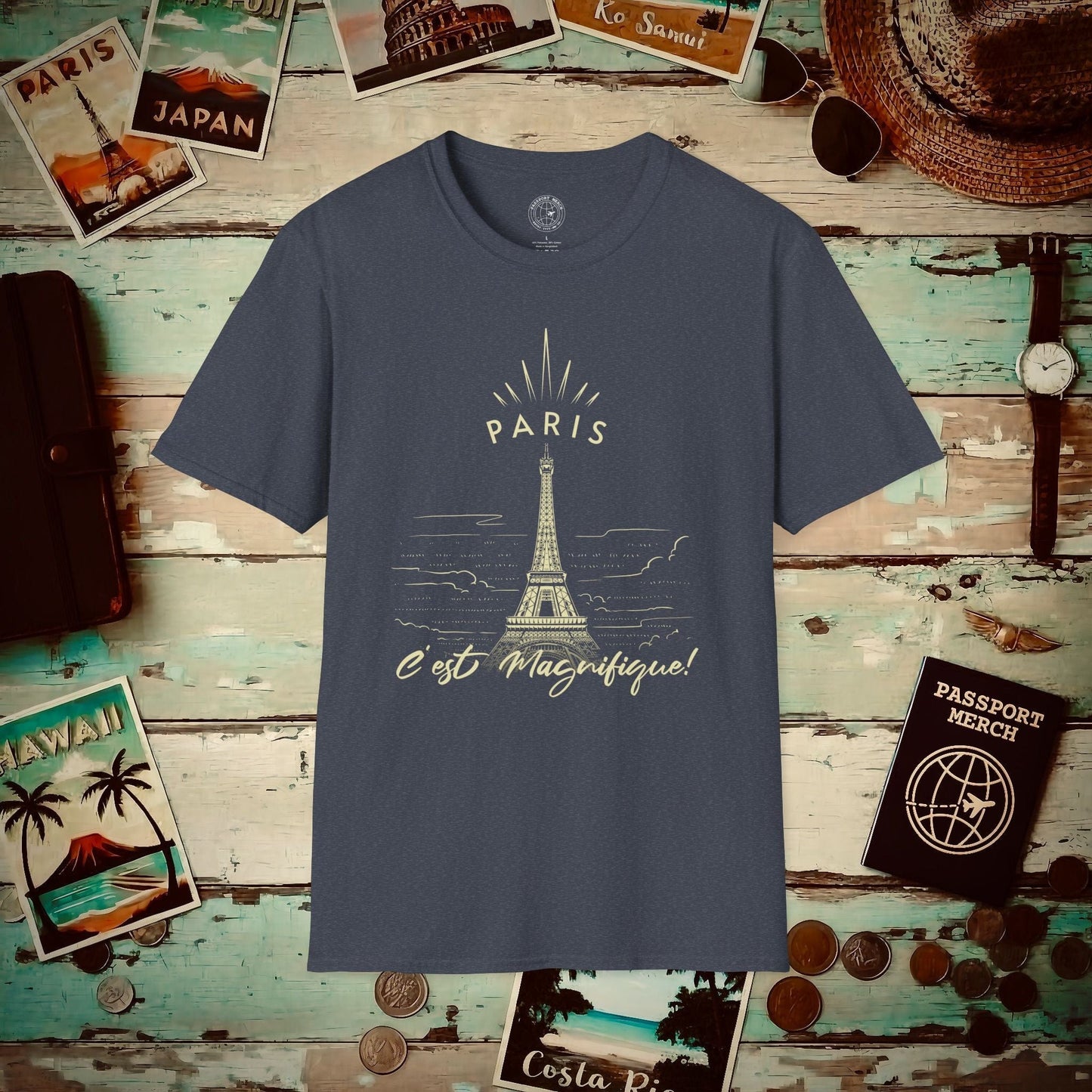 Paris C'est Magnifique France T-Shirt Heather Navy / S