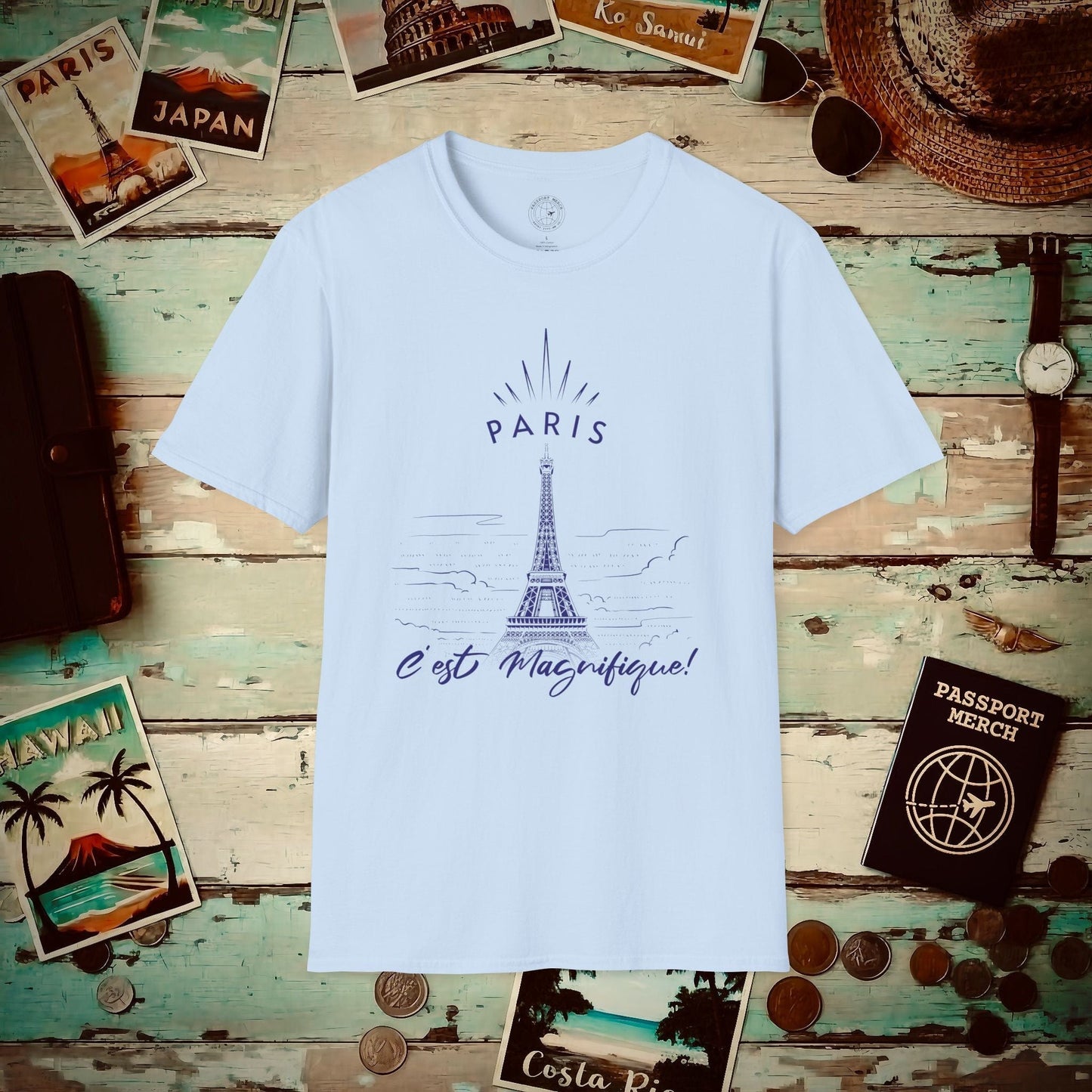Paris C'est Magnifique France T-Shirt Light Blue / S