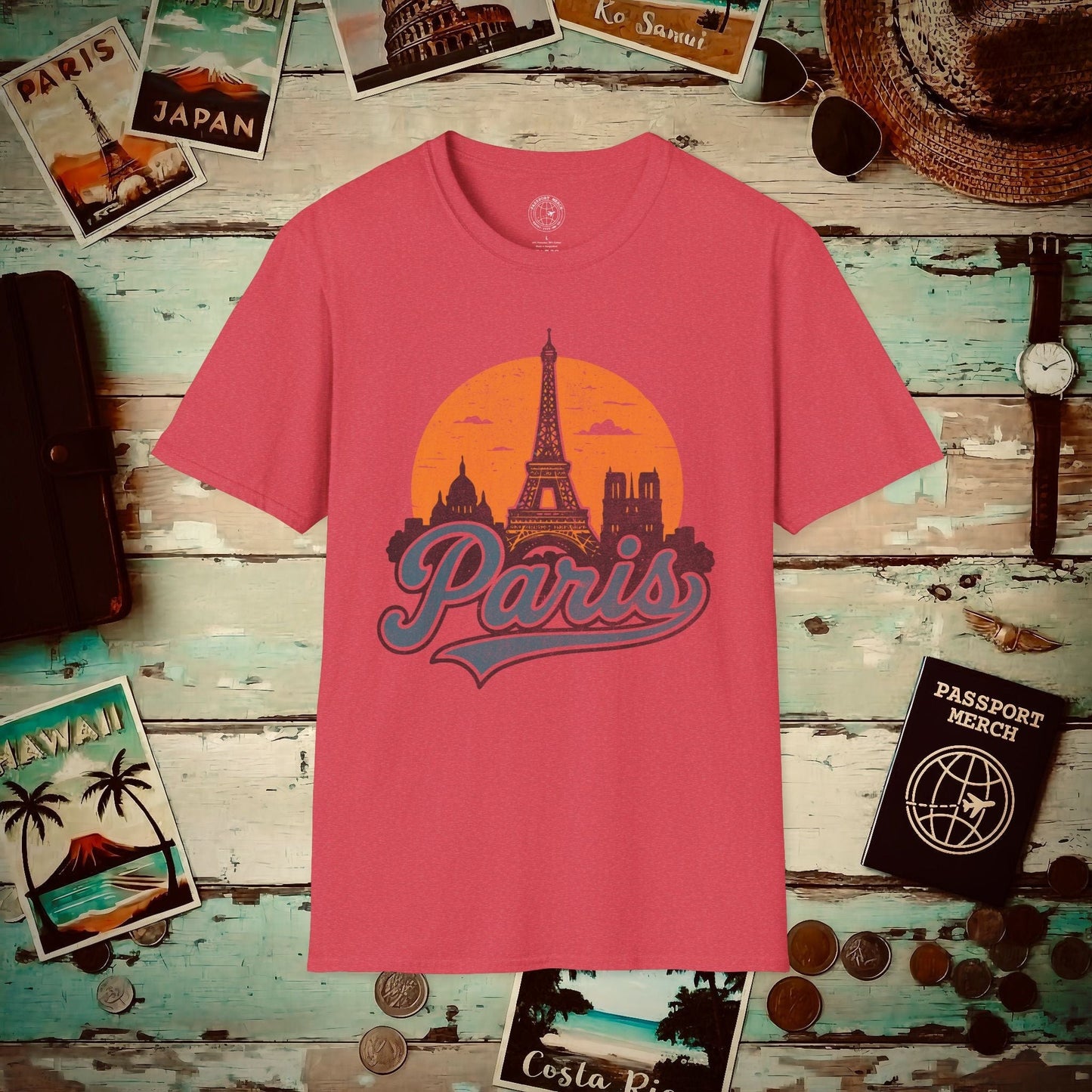 Paris, France - 80's Vintage T-Shirt Heather Red / S