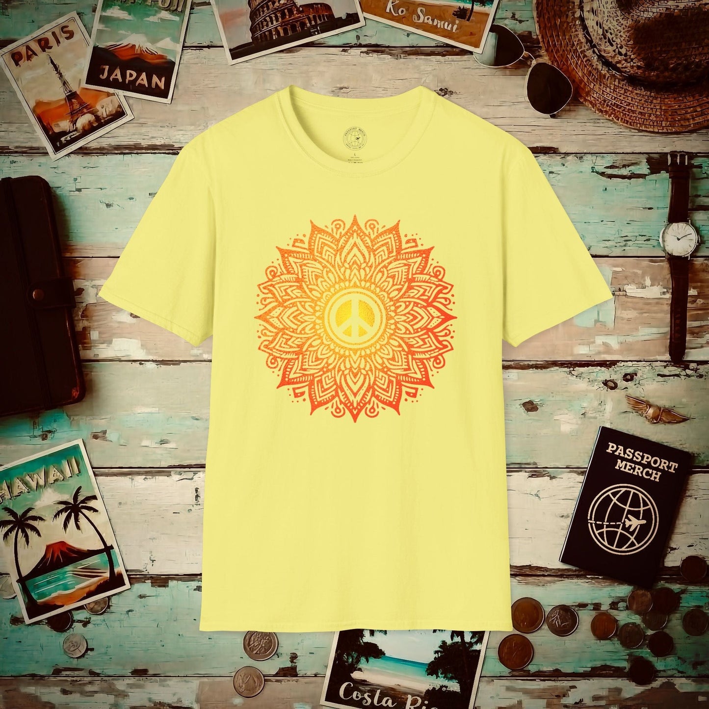 Peace Mandala India T-Shirt Cornsilk / S