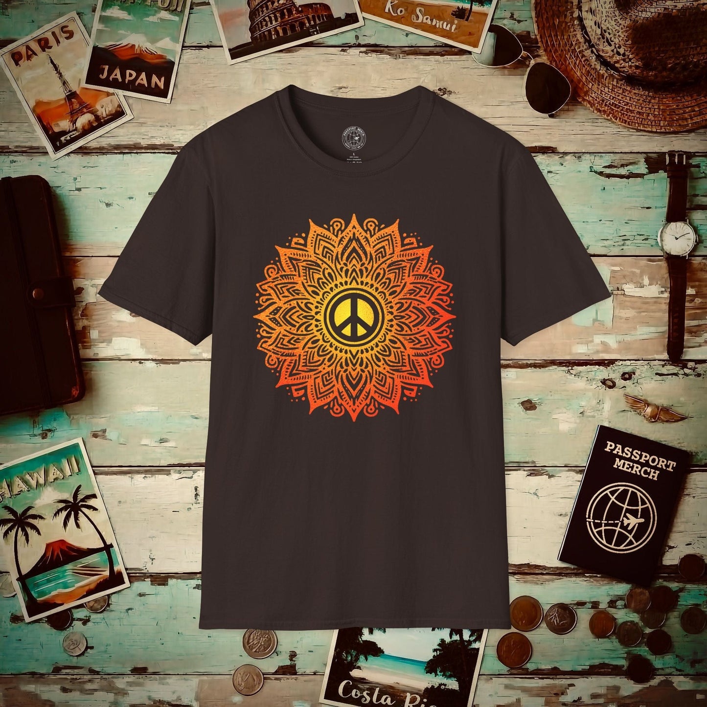 Peace Mandala India T-Shirt Dark Chocolate / S