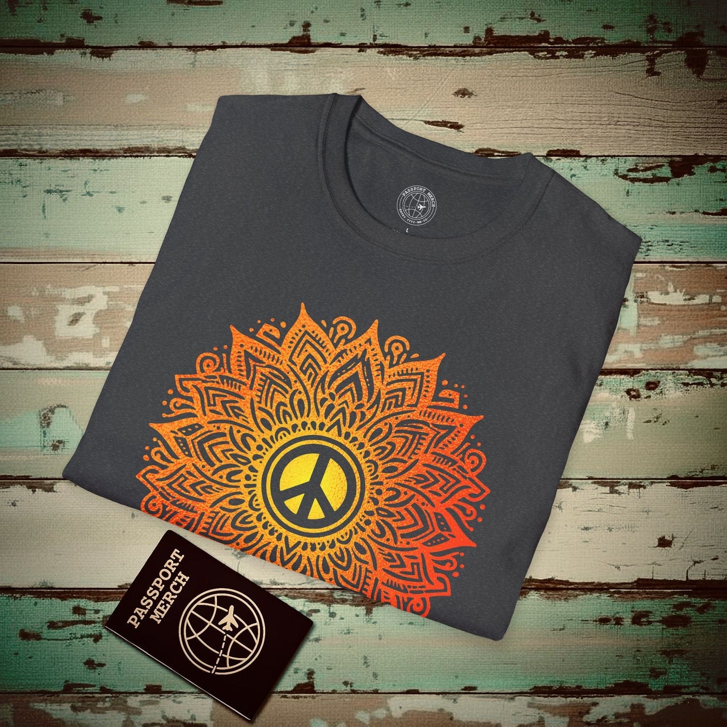 Peace Mandala India T-Shirt Dark Heather / S