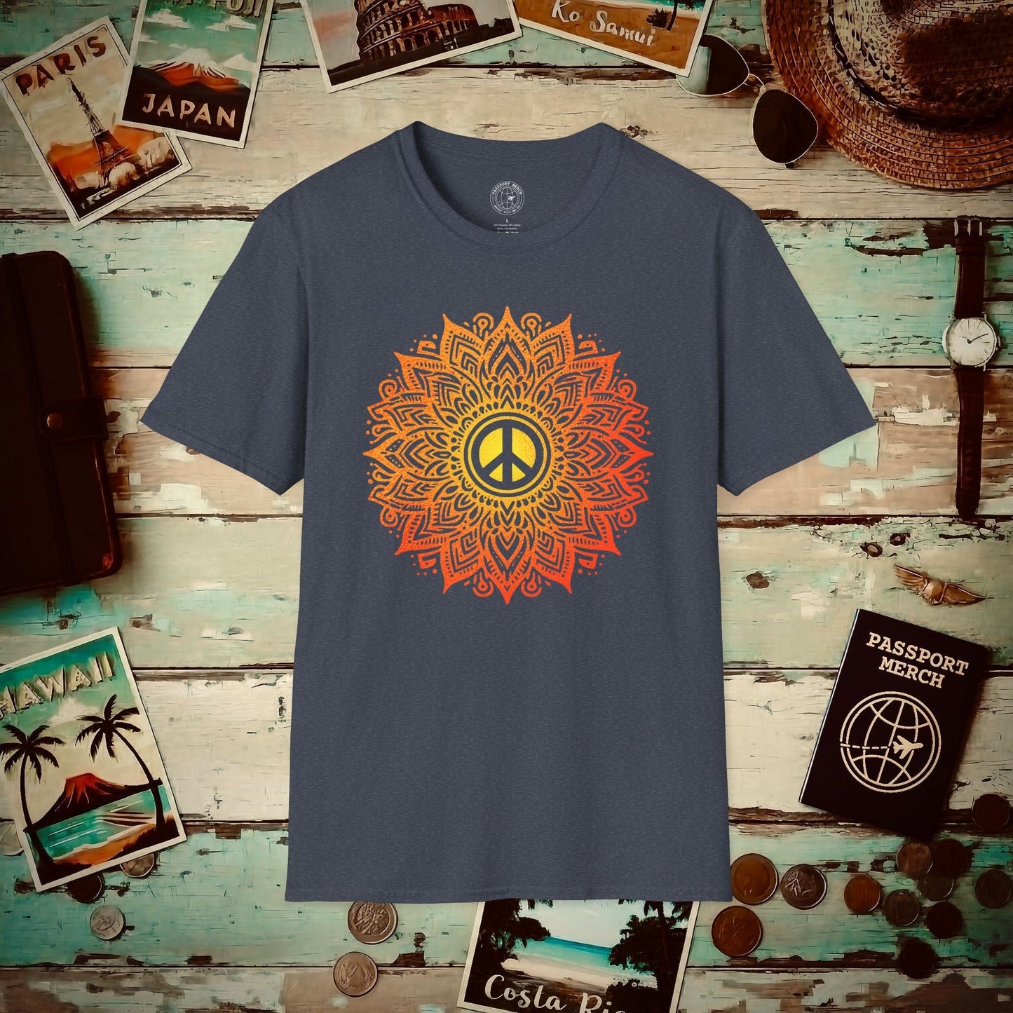 Peace Mandala India T-Shirt Heather Navy / S