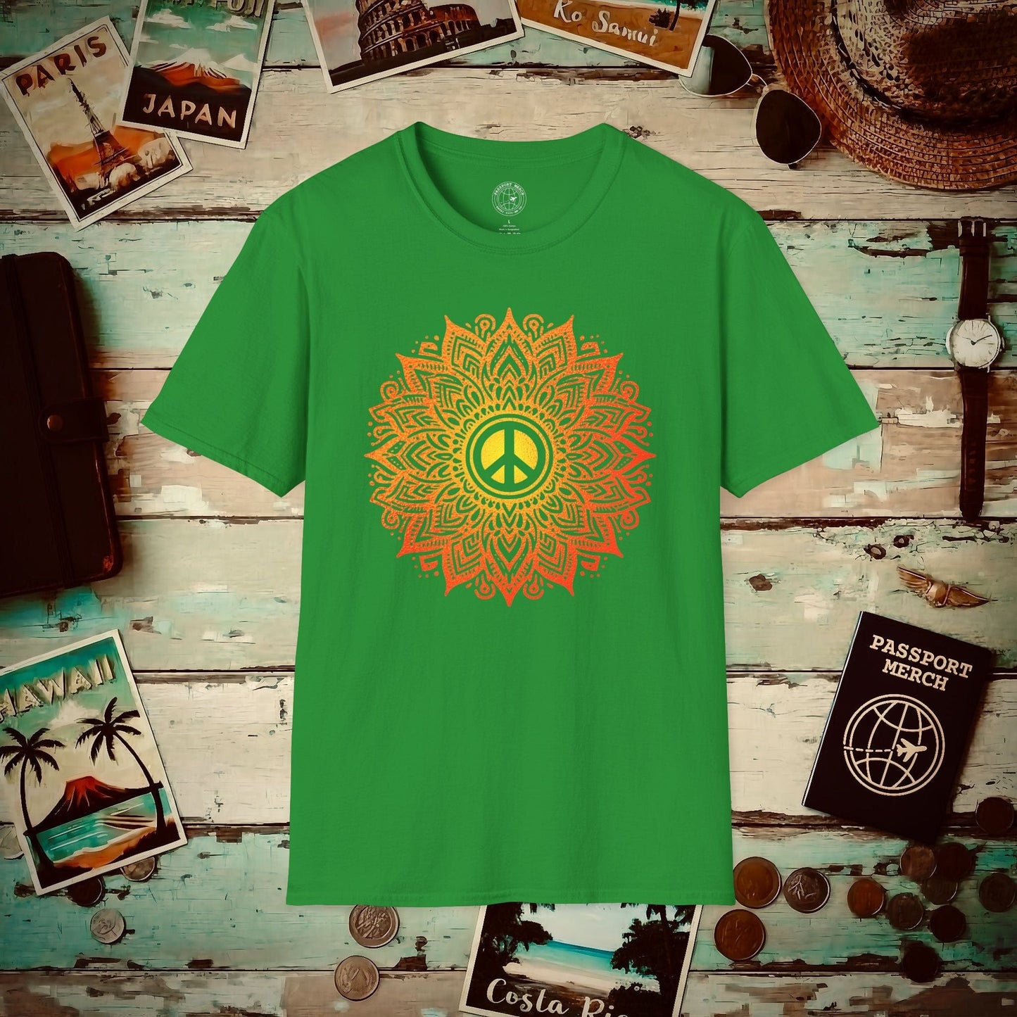 Peace Mandala India T-Shirt Irish Green / S