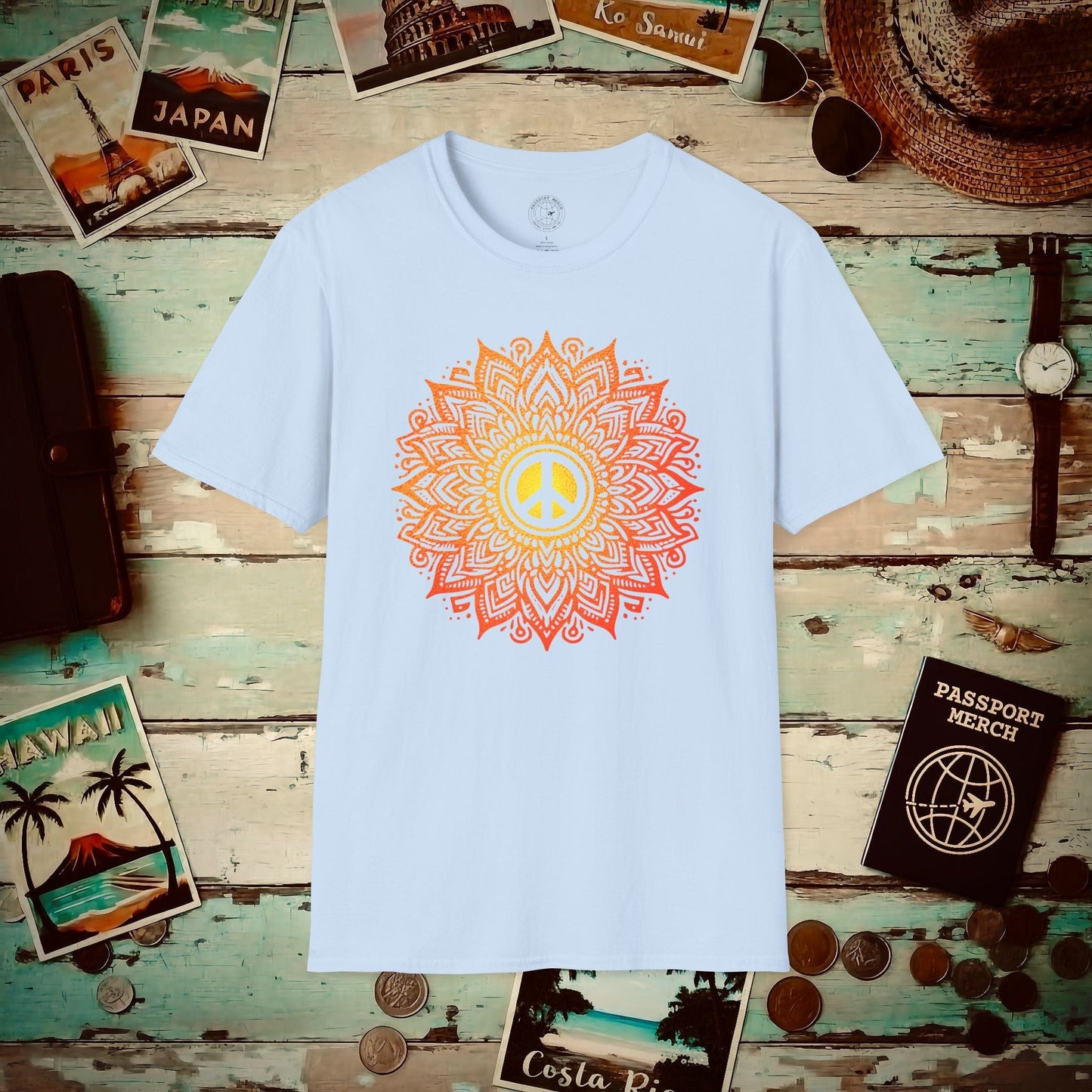 Peace Mandala India T-Shirt Light Blue / S