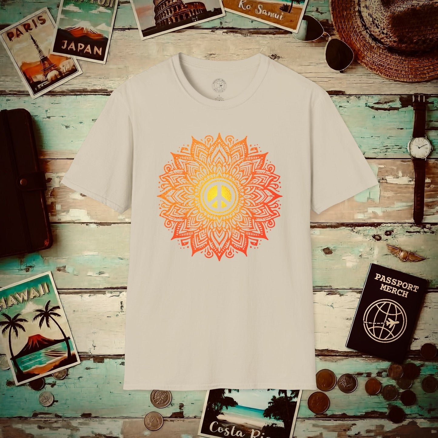 Peace Mandala India T-Shirt Sand / S