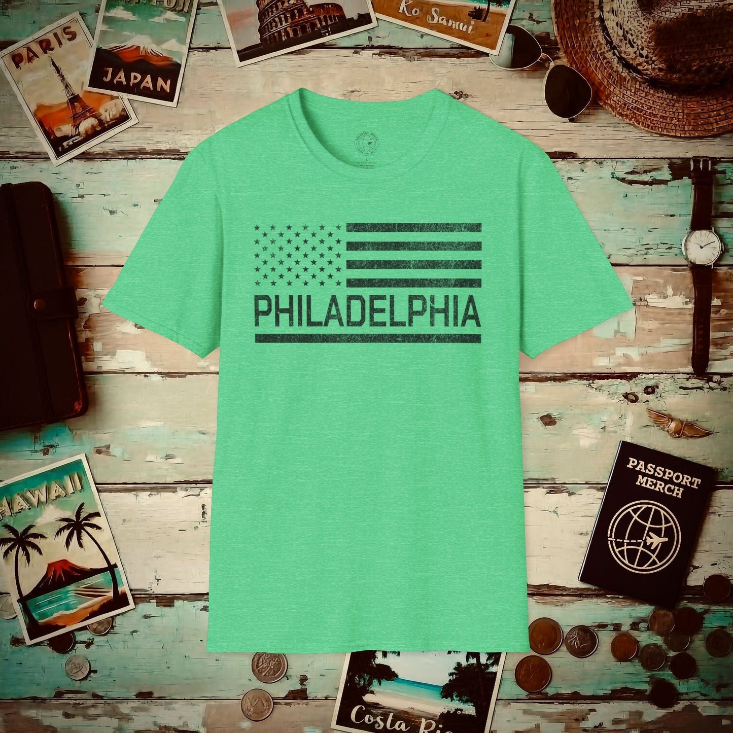 Philadelphia Stars & Stripes, Pennsylvania T-Shirt Heather Irish Green / S