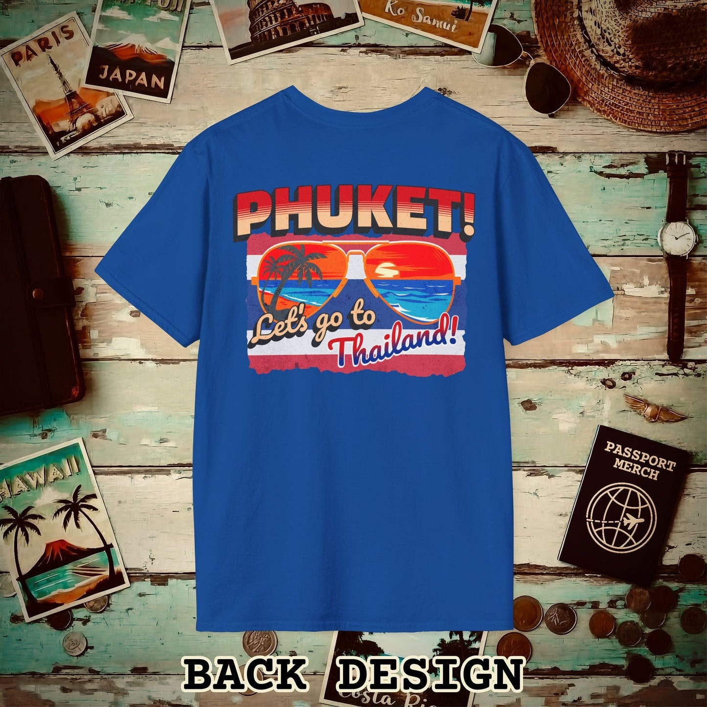 Phuket! Let's go to Thailand! Back Print T-Shirt Royal / S