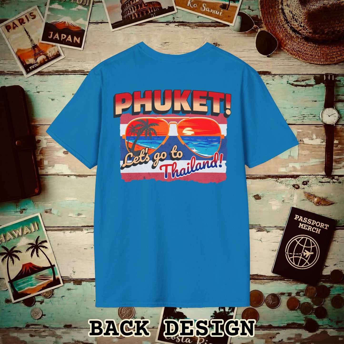 Phuket! Let's go to Thailand! Back Print T-Shirt Sapphire / S