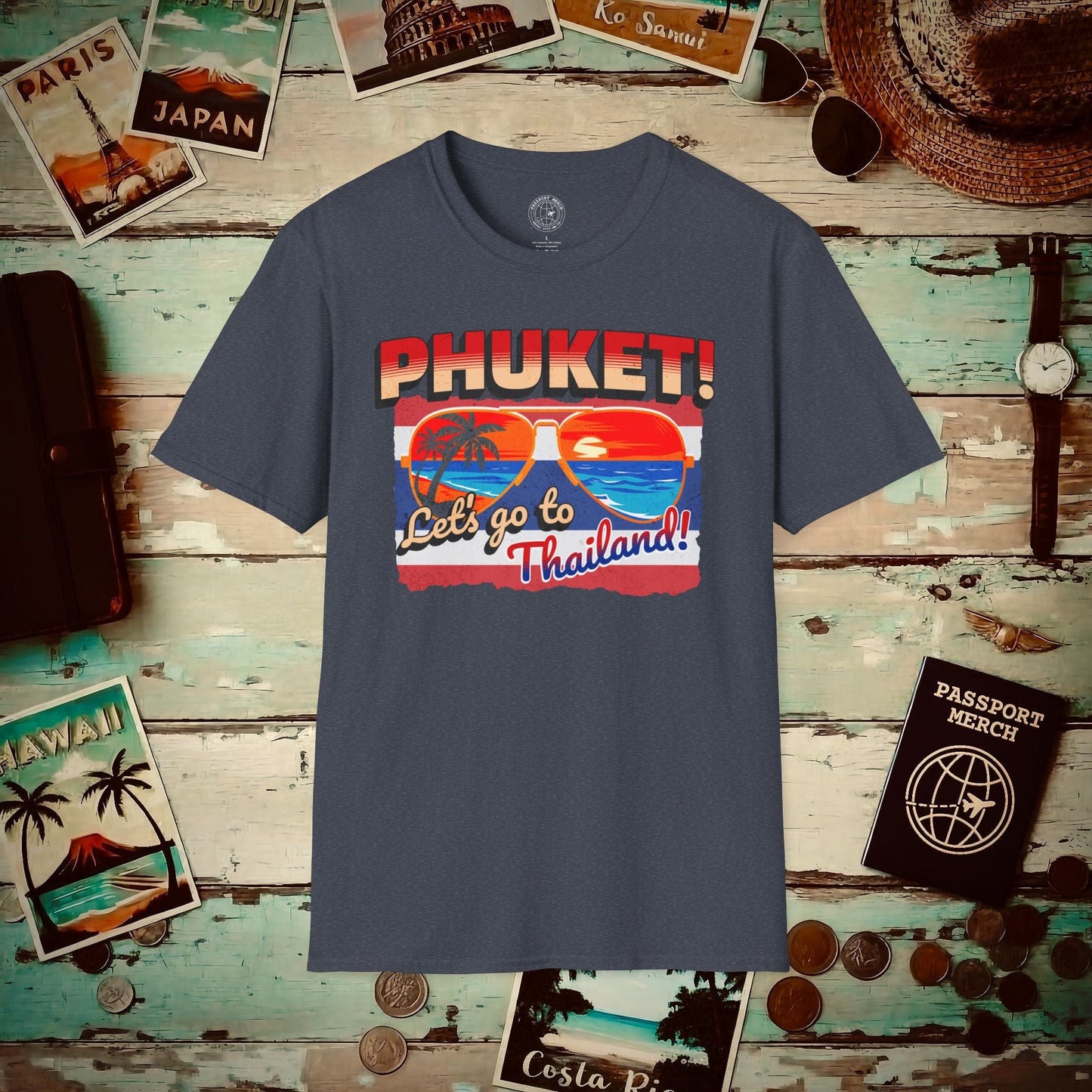 Phuket! Let's go to Thailand! T-Shirt Heather Navy / S