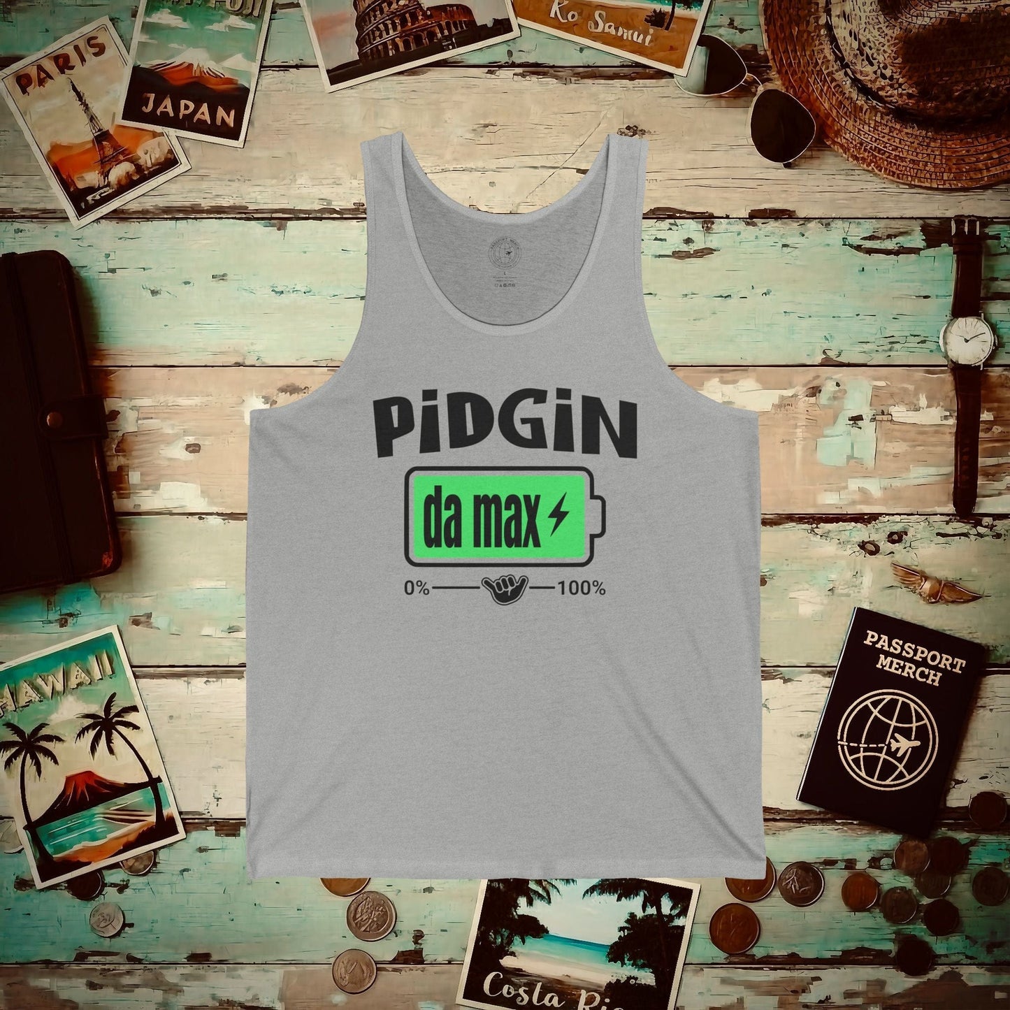 Pidgin Battery To Da Max, Hawaii Tank Top Athletic Heather / XS