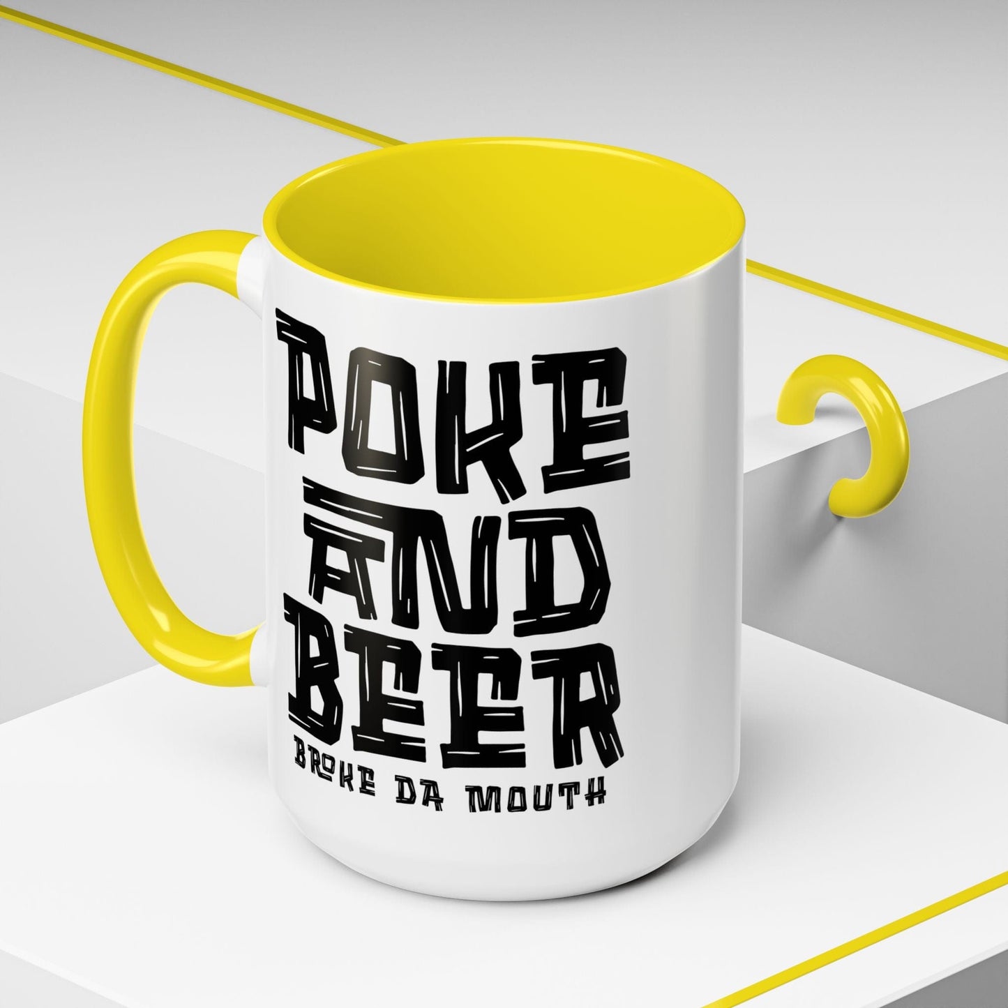 Poke and Beer, Hawaii 15oz Mug Yellow / 15oz