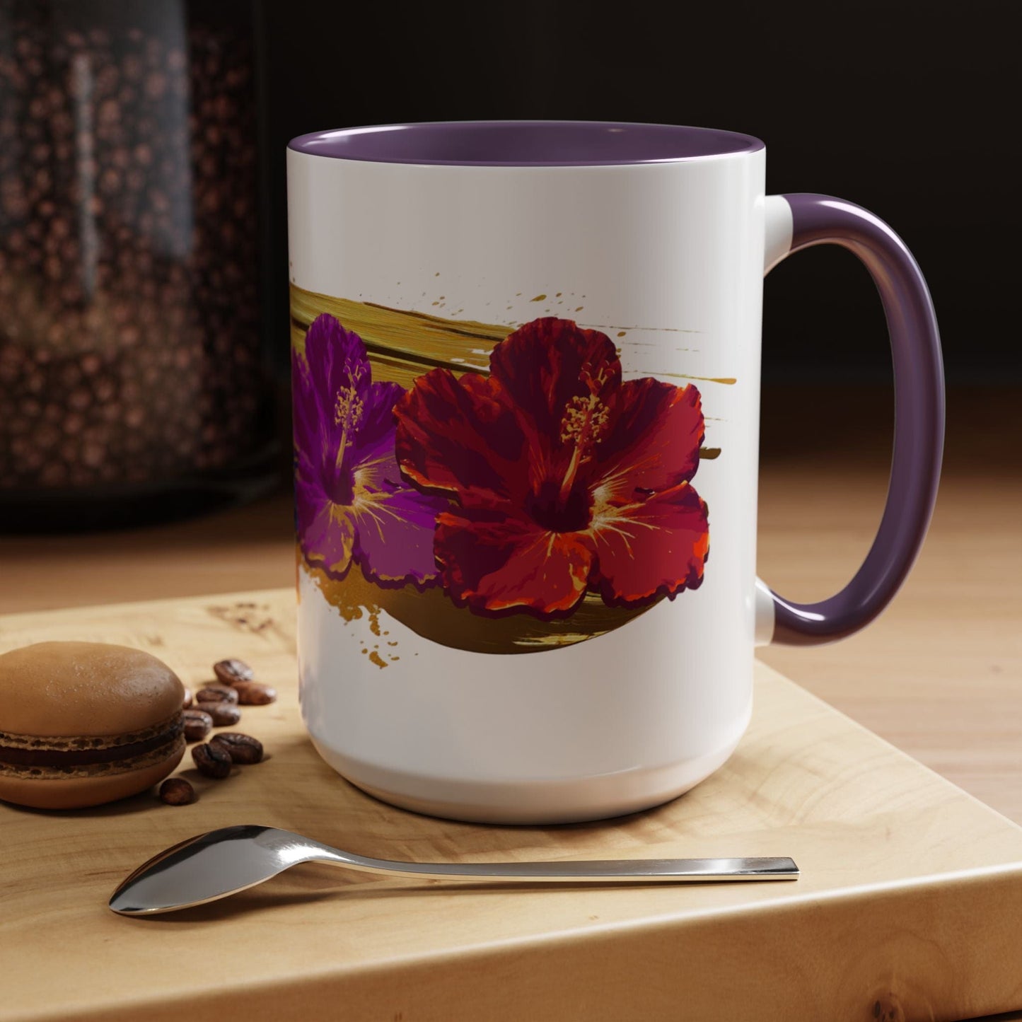 Pop Art Hibiscus, Hawaii 15oz Mug Purple / 15oz