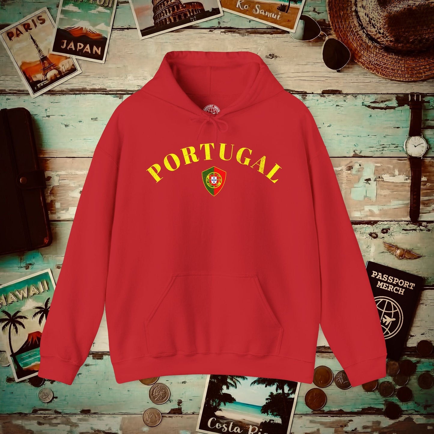 Portugal Coat of Arms Flag Shield Hoodie Red / S