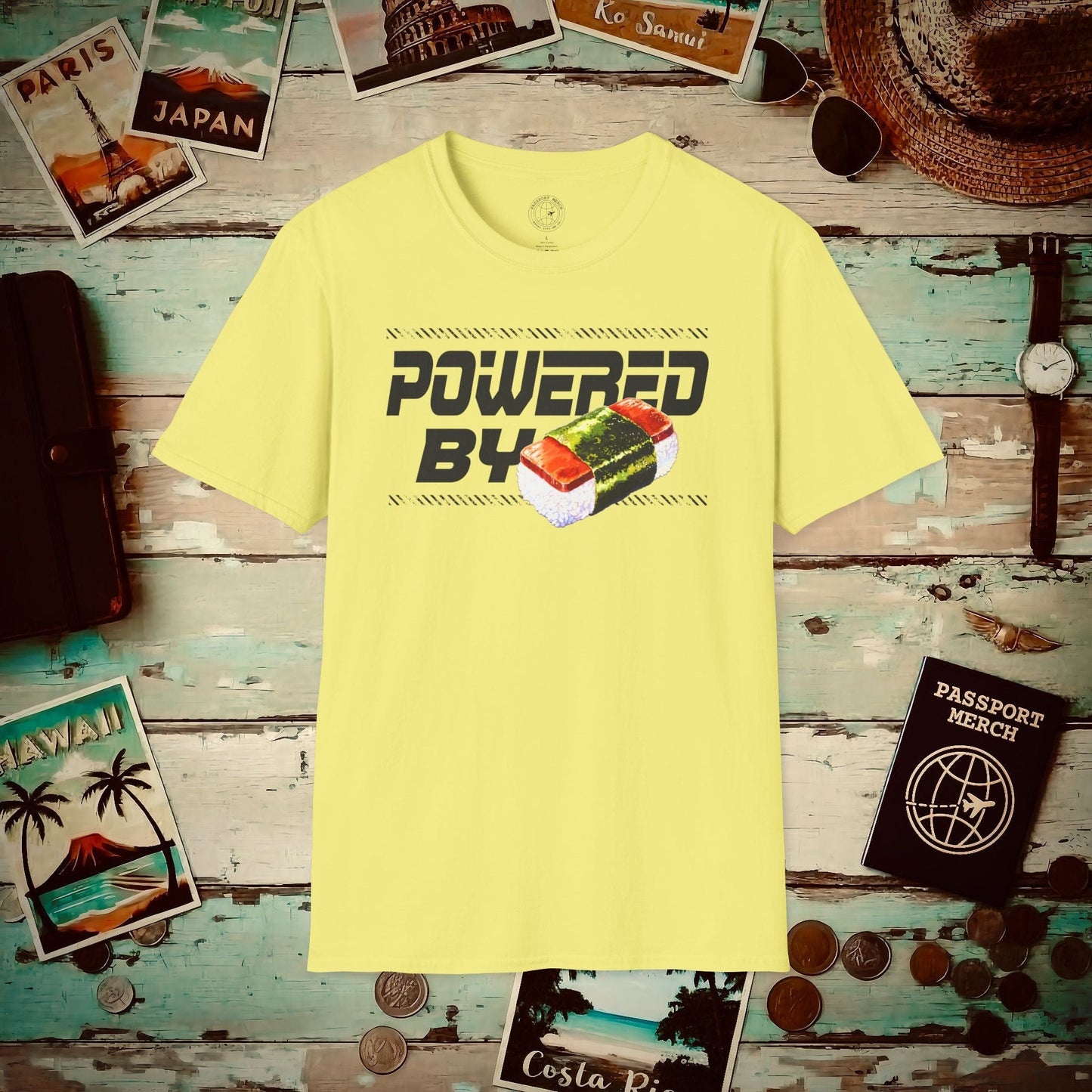Powered By Musubi, Hawaii T-Shirt Cornsilk / S