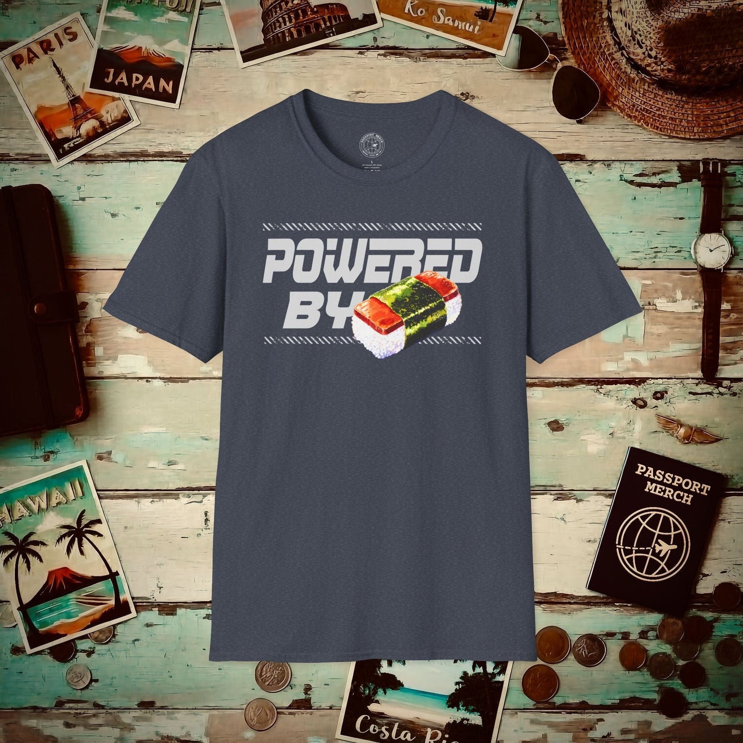 Powered By Musubi, Hawaii T-Shirt Heather Navy / S