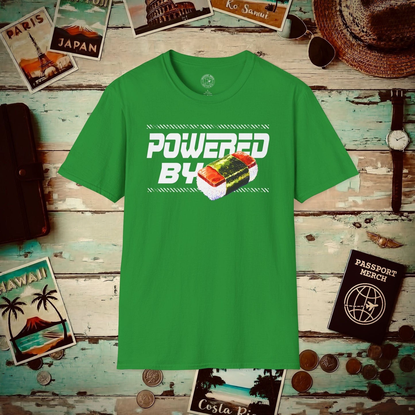 Powered By Musubi, Hawaii T-Shirt Irish Green / S