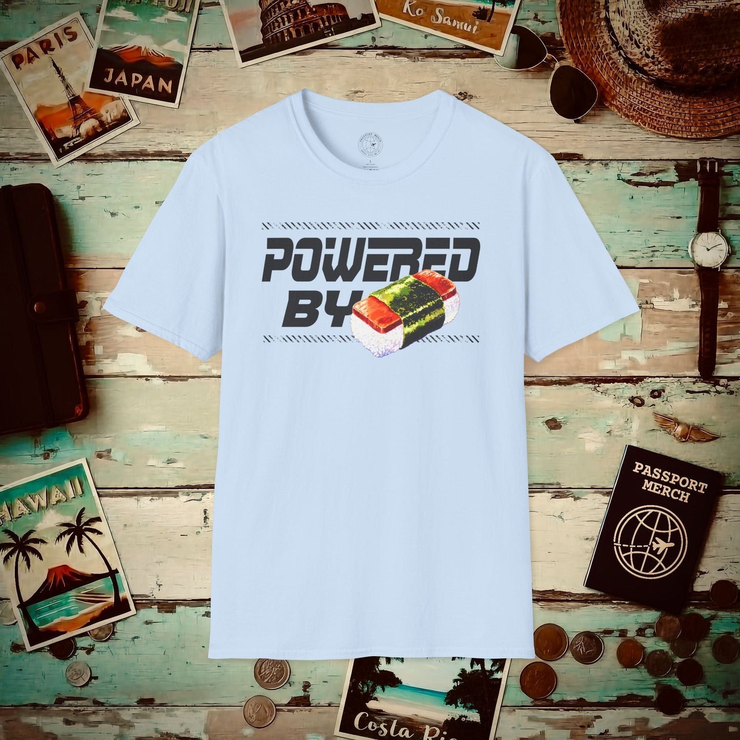 Powered By Musubi, Hawaii T-Shirt Light Blue / S