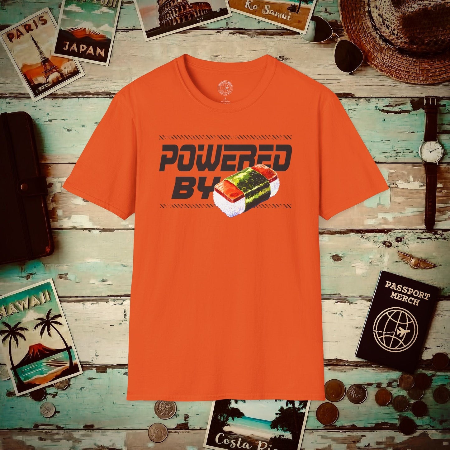 Powered By Musubi, Hawaii T-Shirt Orange / S
