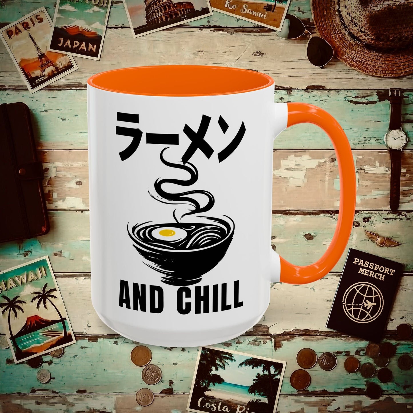 Ramen and Chill, Japan 15oz Mug Orange / 15oz