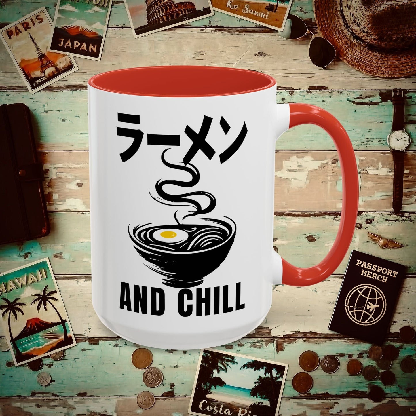 Ramen and Chill, Japan 15oz Mug Red / 15oz