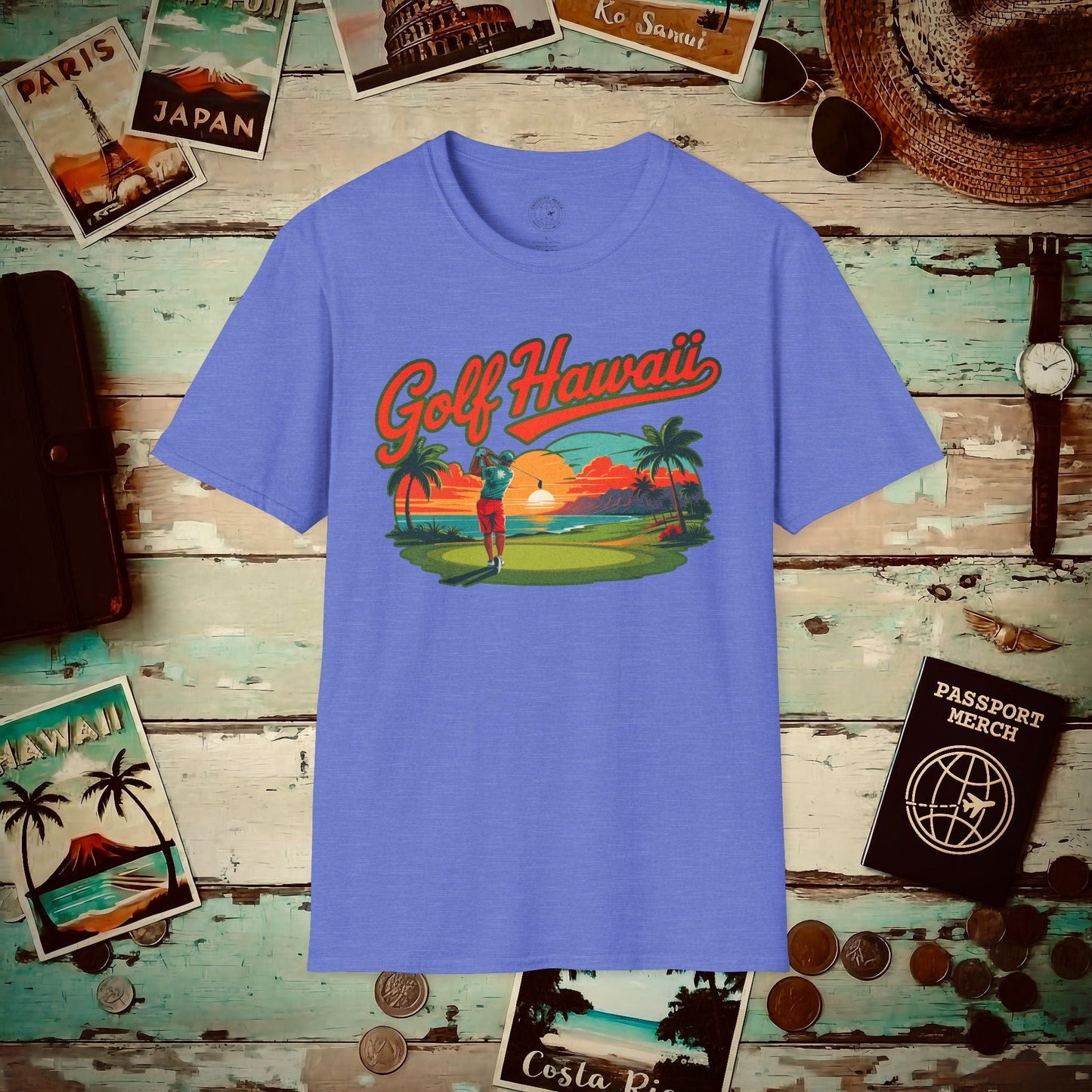 Retro Golf Hawaii T-Shirt Heather Royal / S