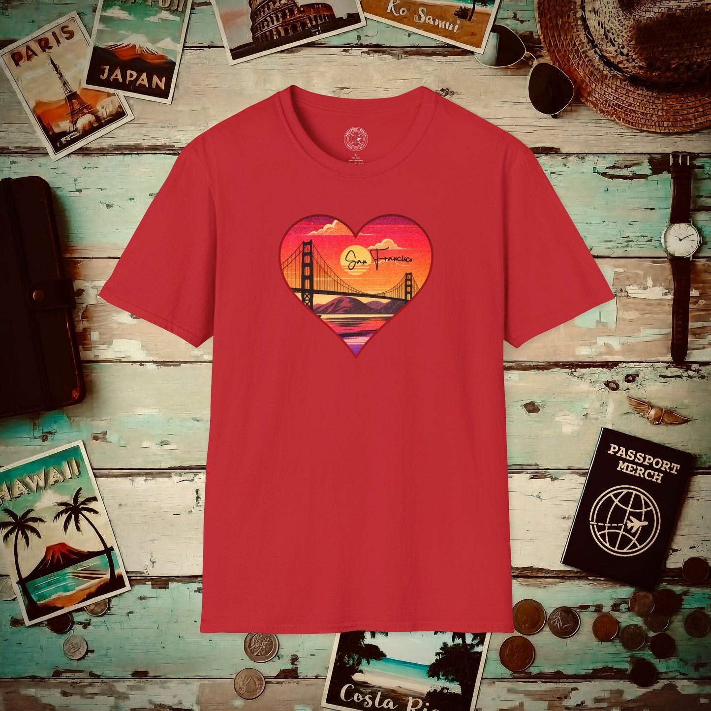 Retro San Francisco Heart, California T-Shirt Red / S