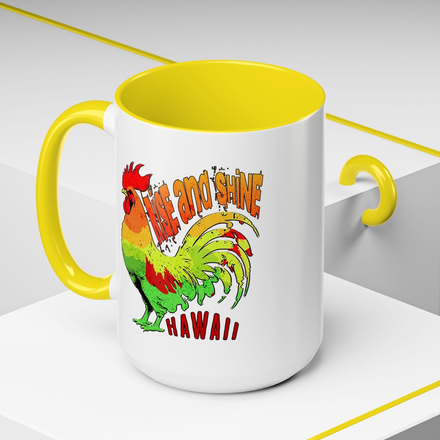 Rise and Shine Rooster, Hawaii 15oz Mug Yellow / 15oz