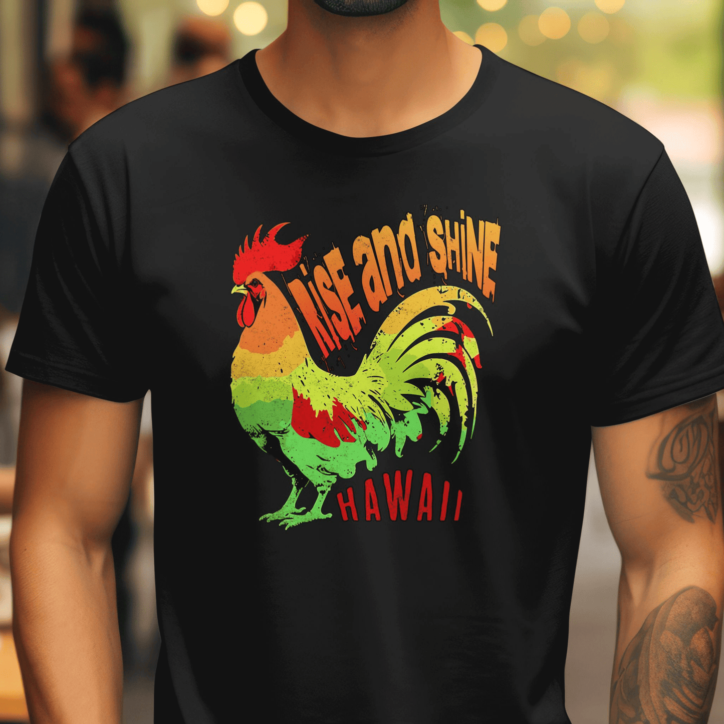 Rise and Shine Rooster, Hawaii T-Shirt Black / S