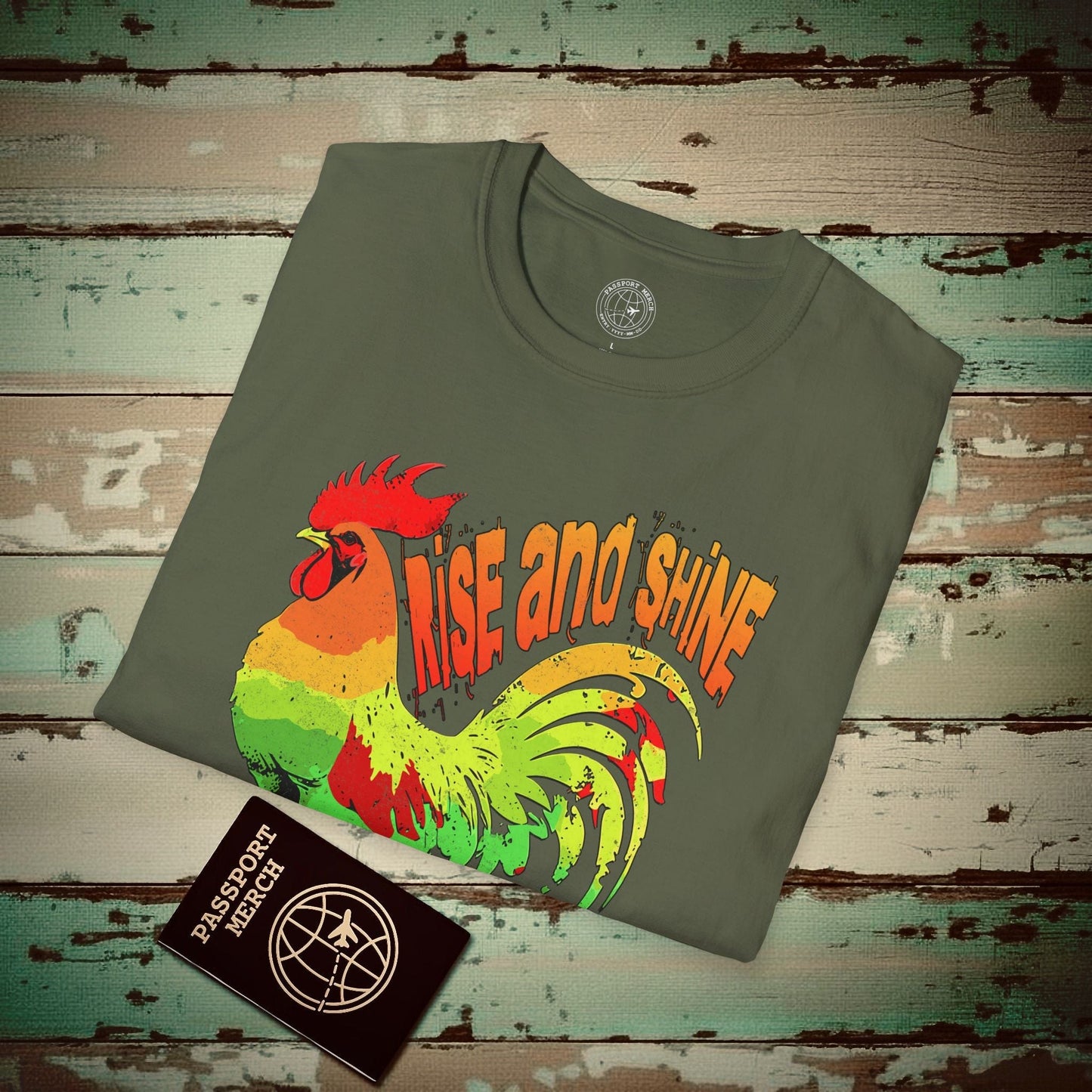Rise and Shine Rooster, Hawaii T-Shirt Military Green / S