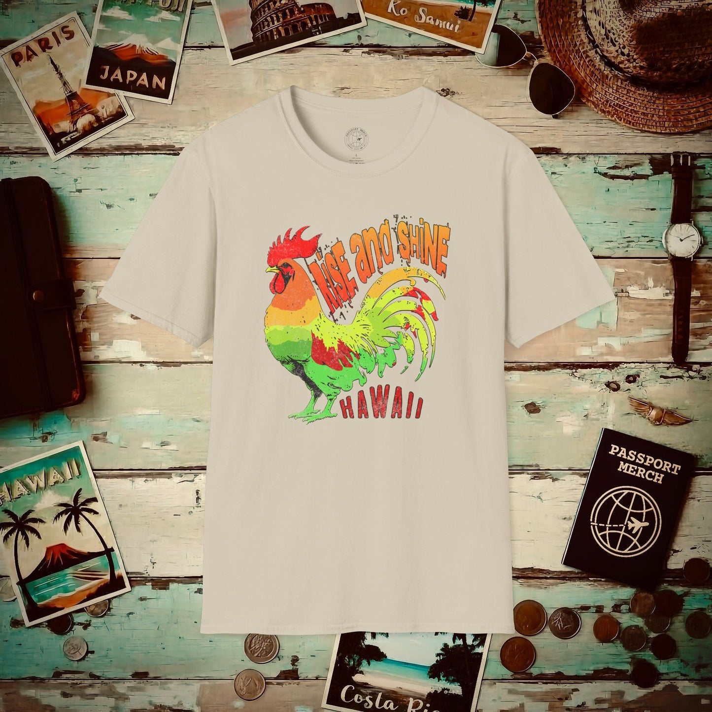 Rise and Shine Rooster, Hawaii T-Shirt Sand / S