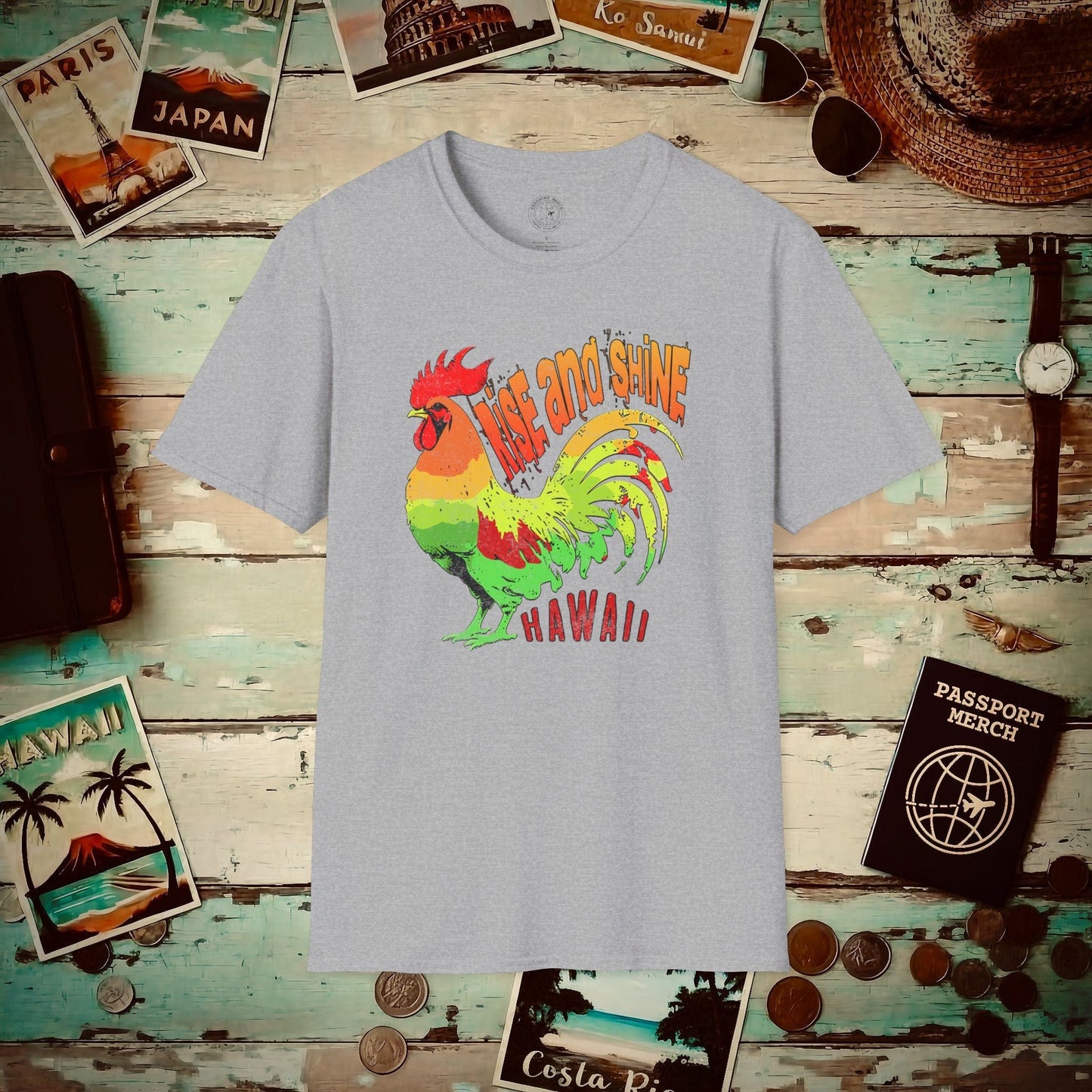 Rise and Shine Rooster, Hawaii T-Shirt Sport Grey / S