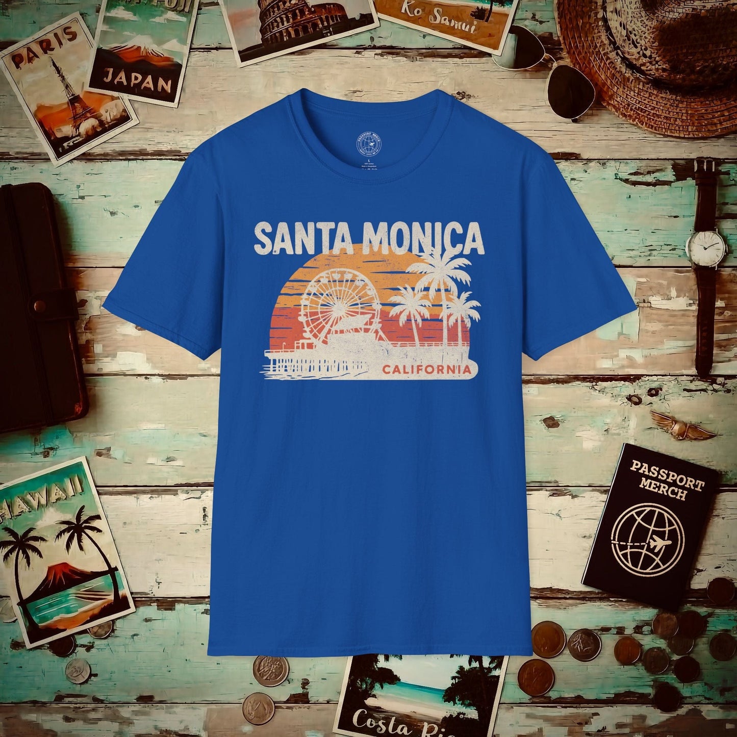 Santa Monica, California - 80's Vintage T-Shirt Royal / S