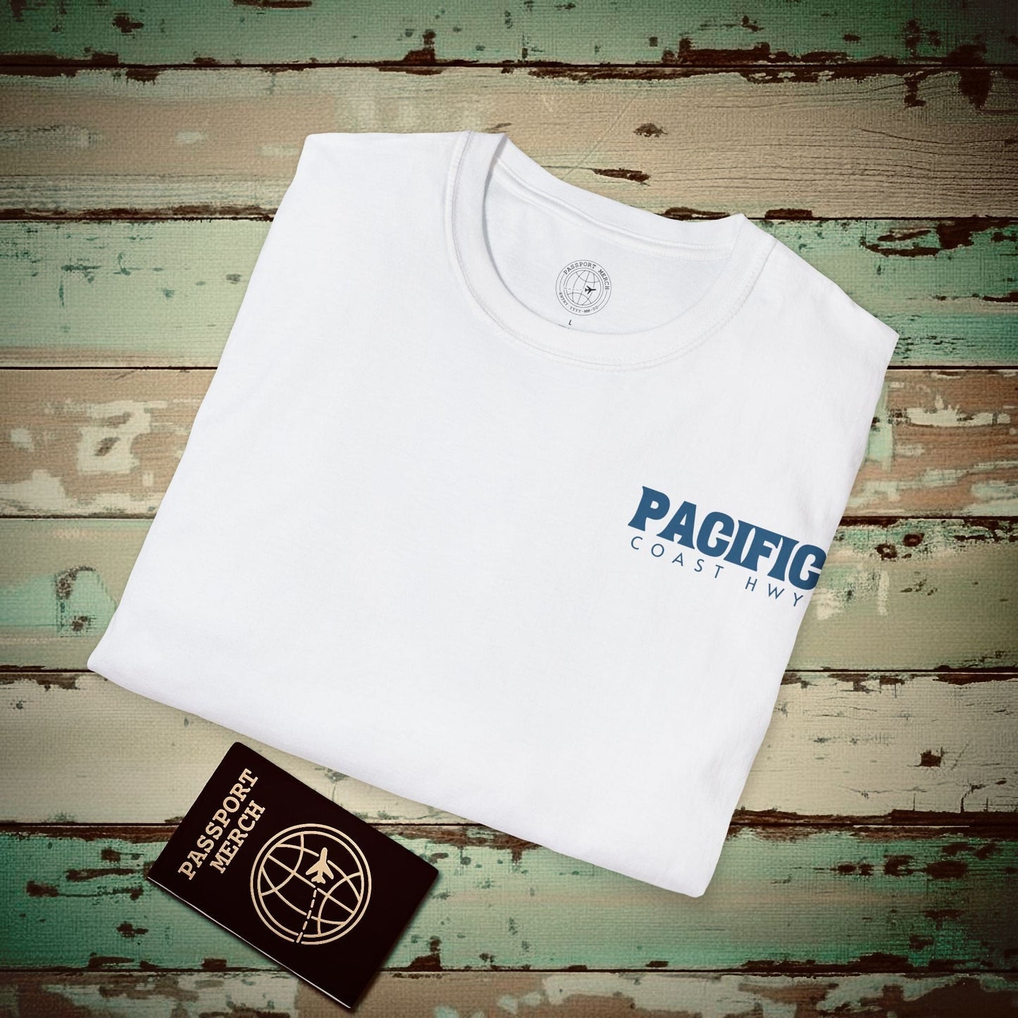 Santa Monica California PCH, Back Print T-Shirt White / S