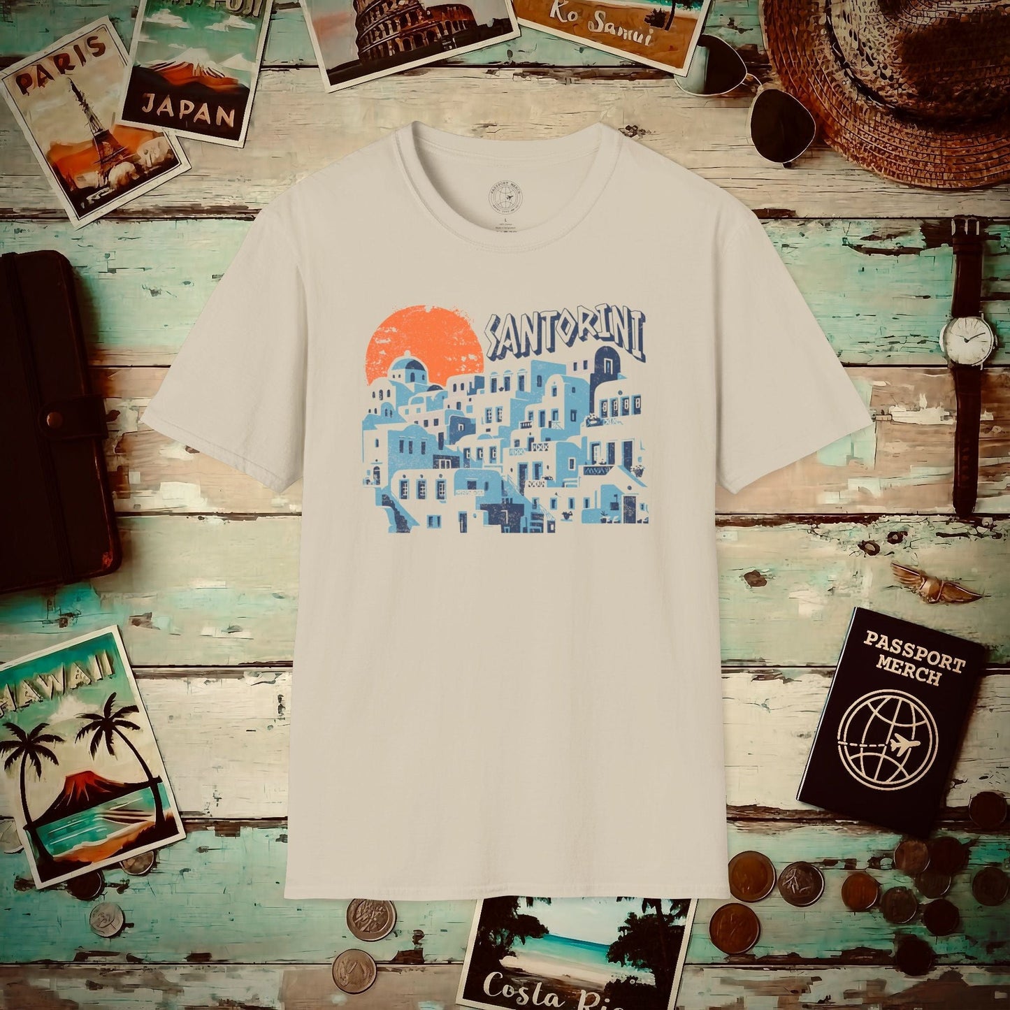 Santorini Shadows, Greece T-Shirt Sand / S