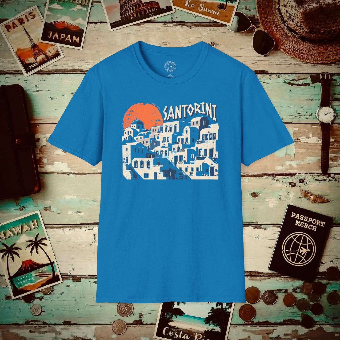 Santorini Shadows, Greece T-Shirt Sapphire / S