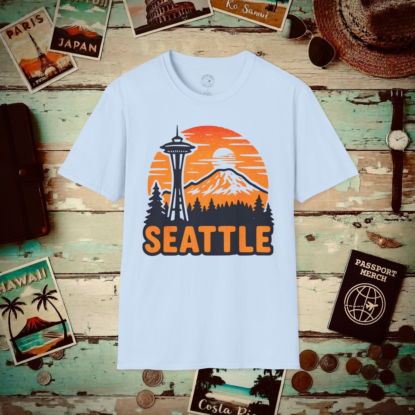 Seattle, Washington - 80's Vintage T-Shirt Light Blue / S