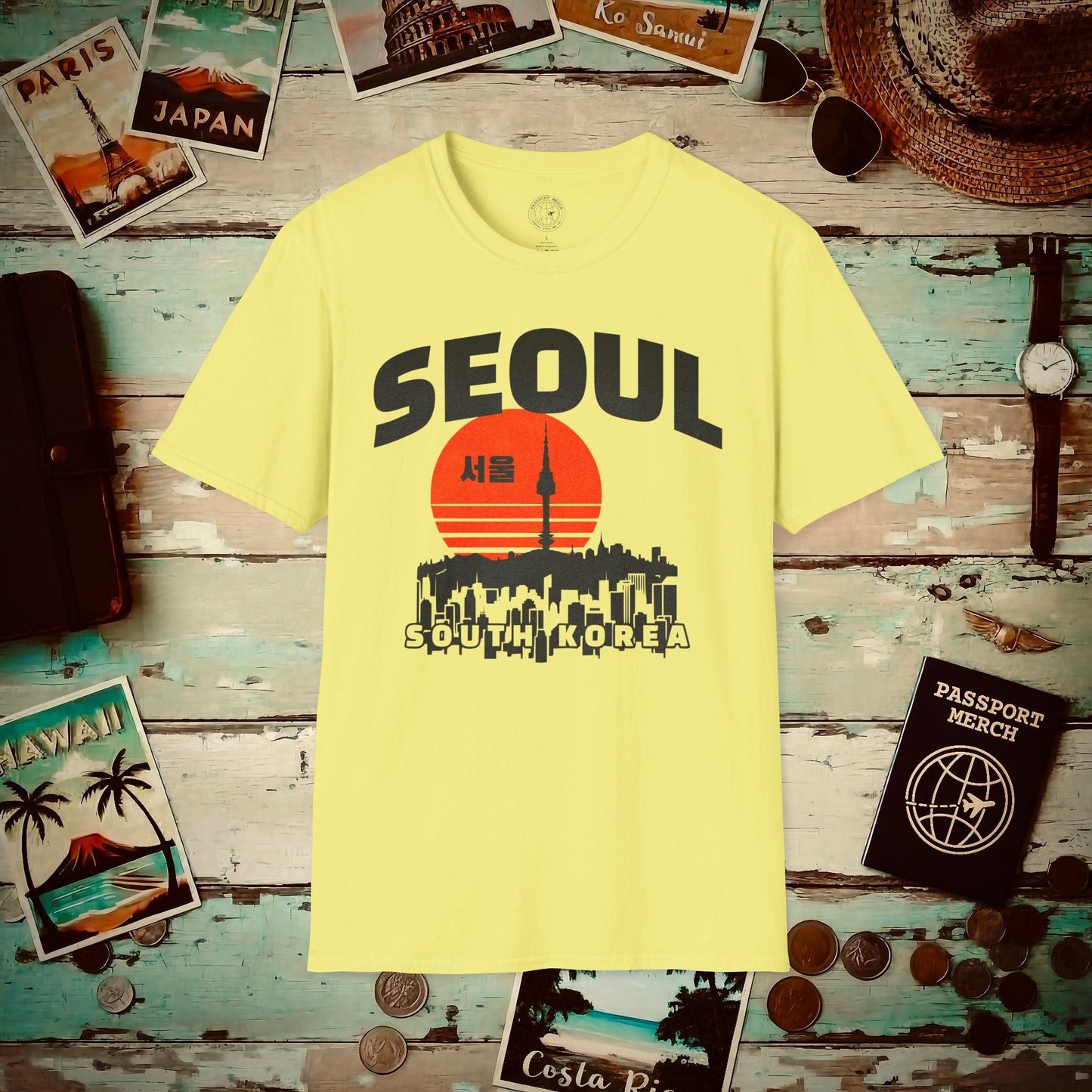 Seoul Retro Vintage Sunset, Korea T-Shirt Cornsilk / S