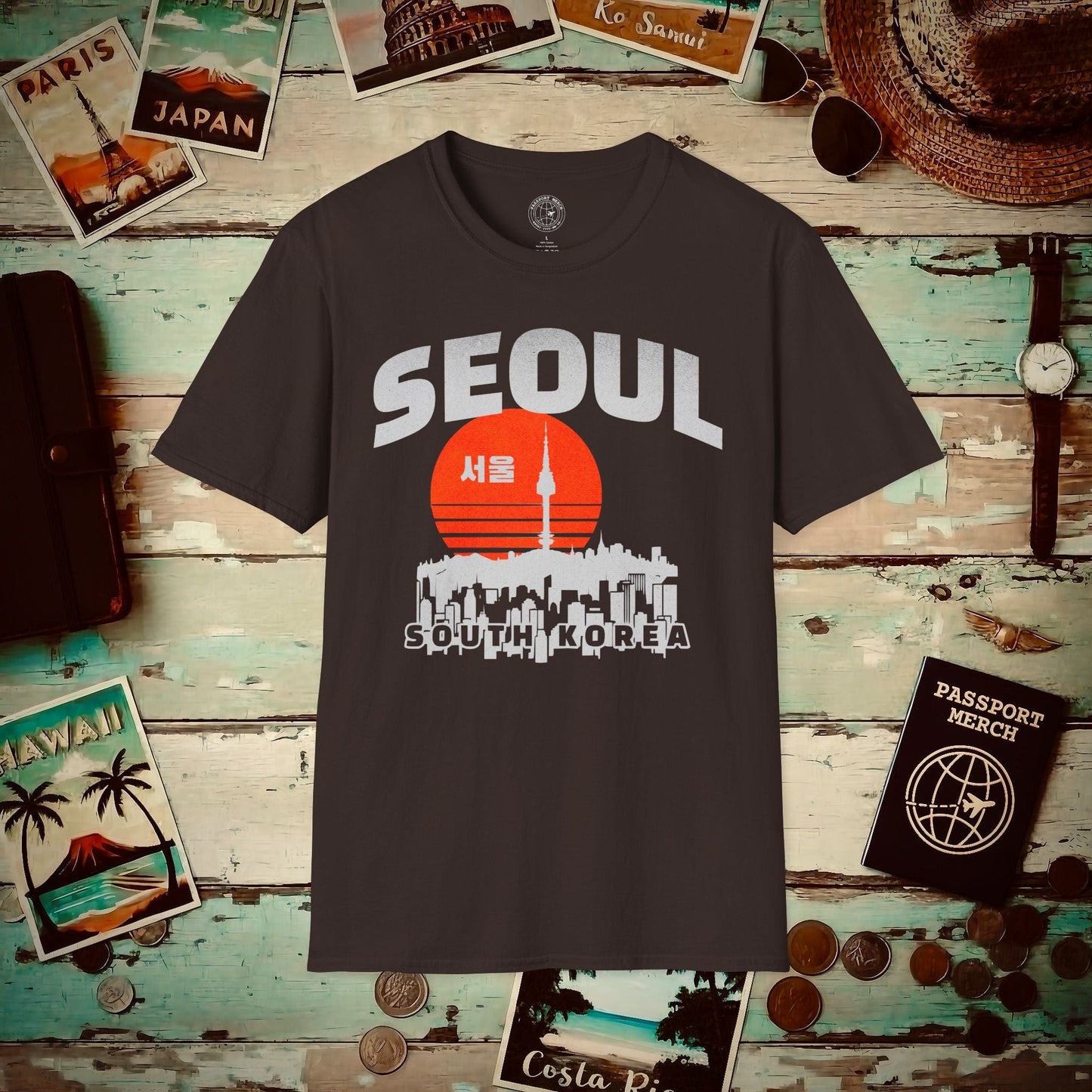 Seoul Retro Vintage Sunset, Korea T-Shirt Dark Chocolate / S