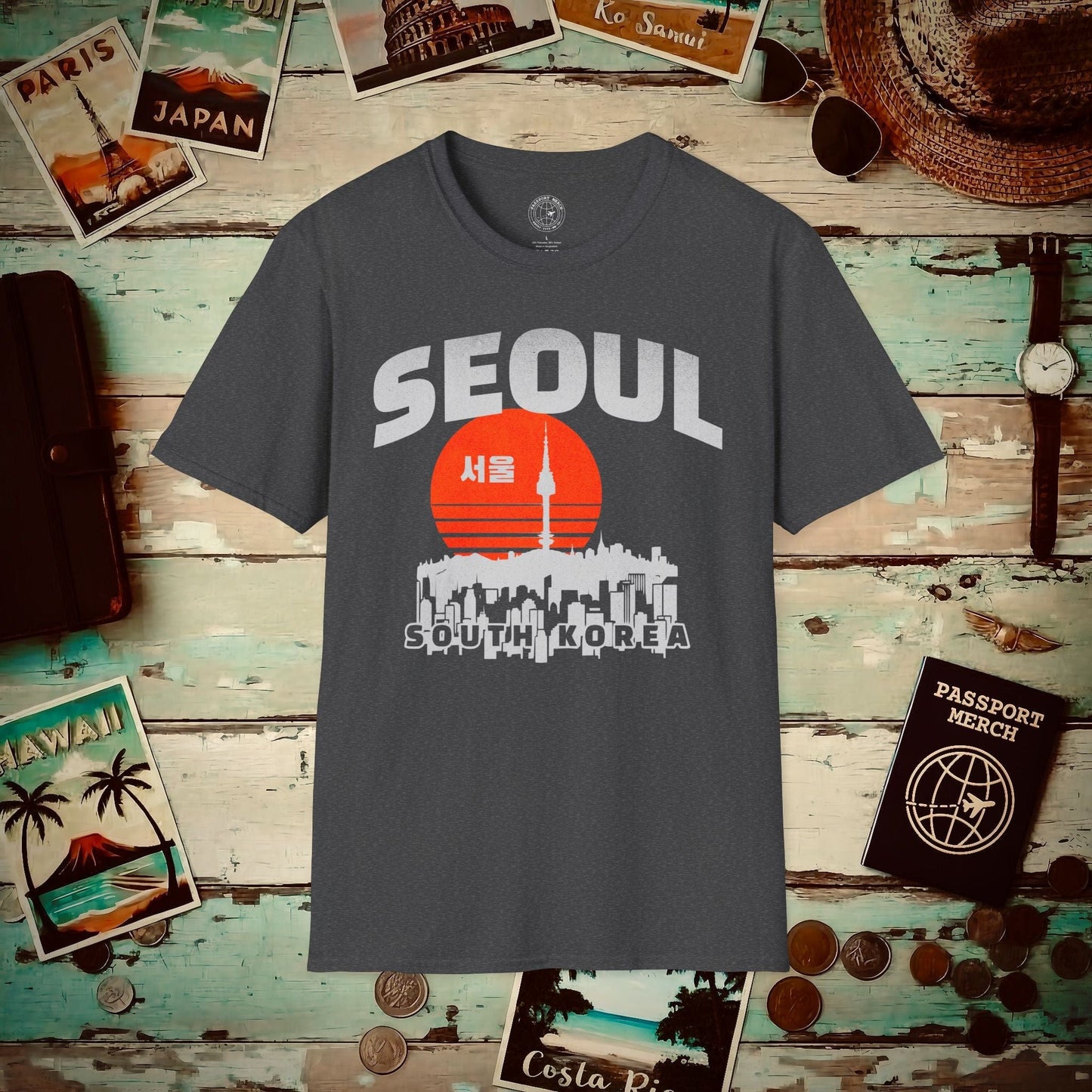 Seoul Retro Vintage Sunset, Korea T-Shirt Dark Heather / S