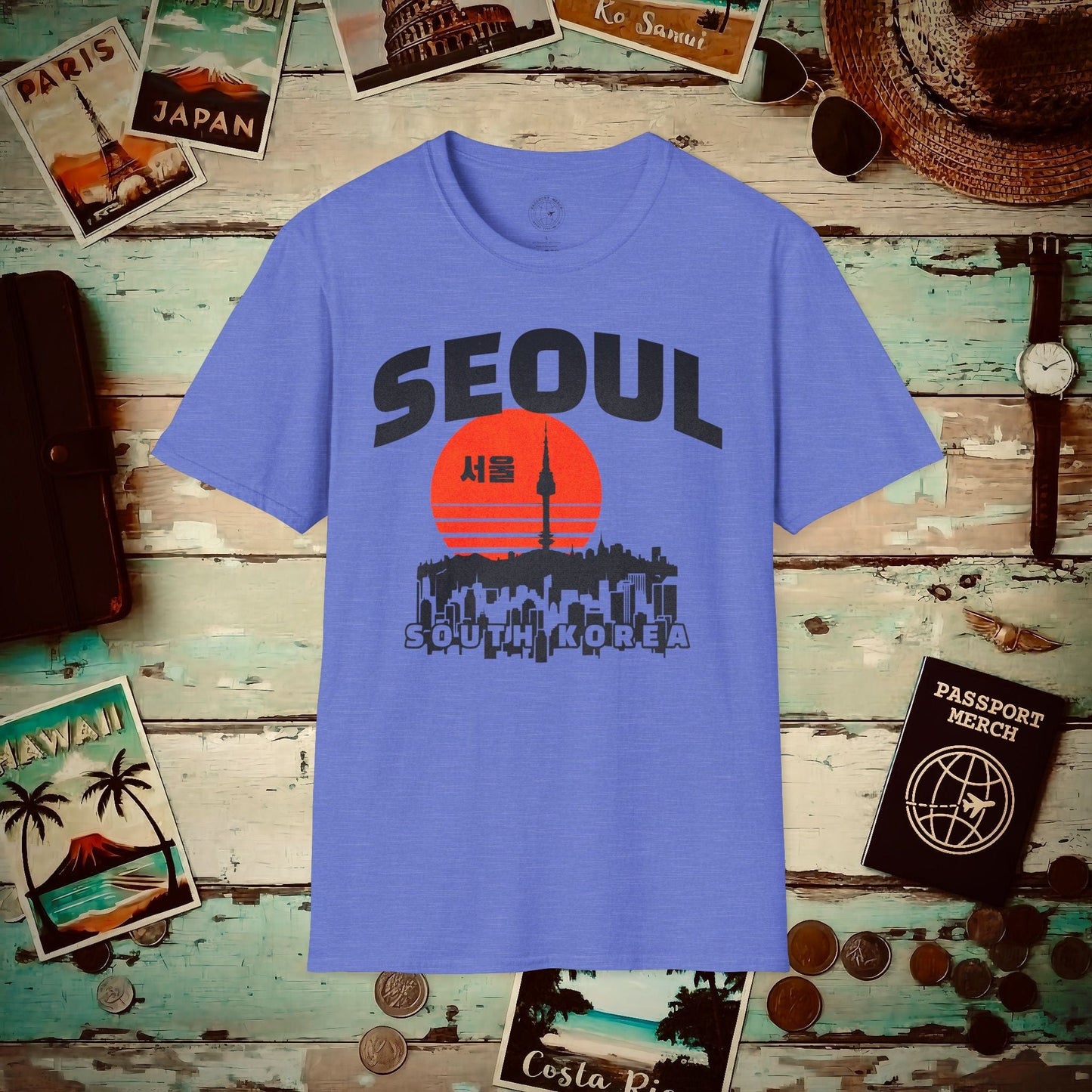 Seoul Retro Vintage Sunset, Korea T-Shirt Heather Royal / S