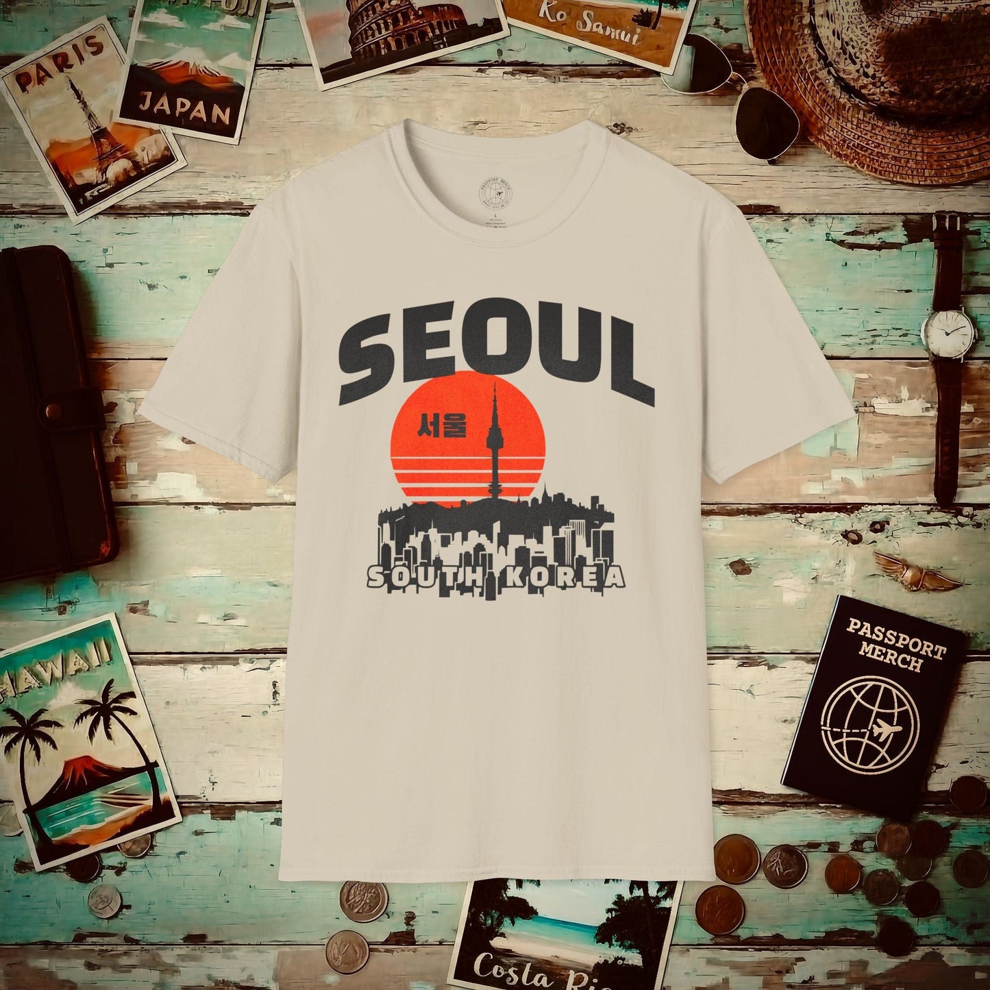 Seoul Retro Vintage Sunset, Korea T-Shirt Sand / S
