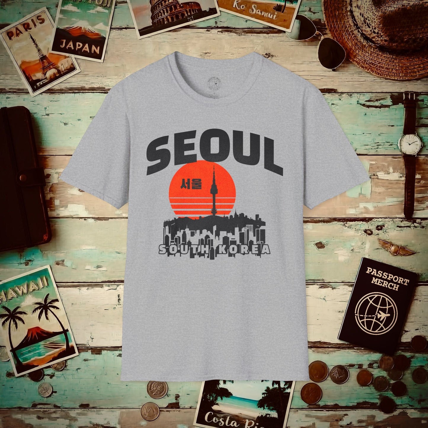 Seoul Retro Vintage Sunset, Korea T-Shirt Sport Grey / S