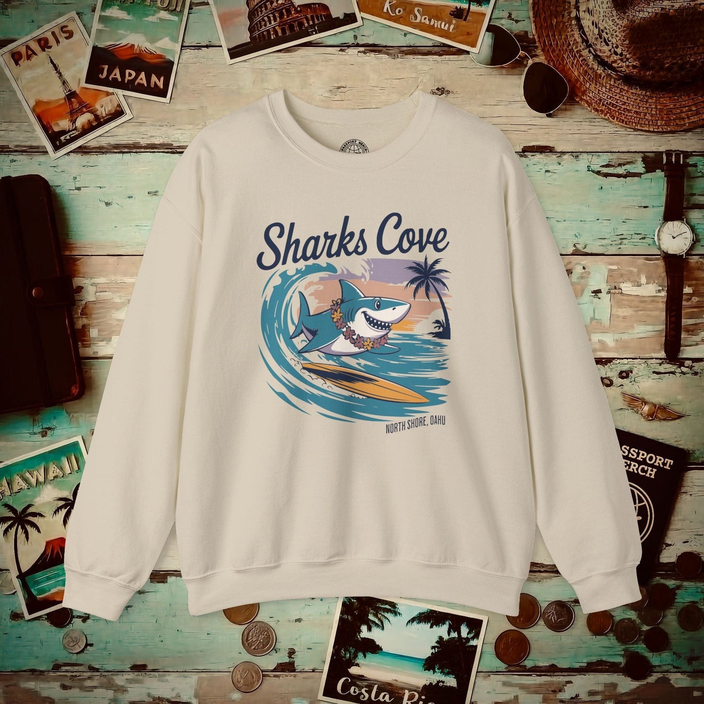 Sharks Cove Oahu, Hawaii Crewneck Sand / S