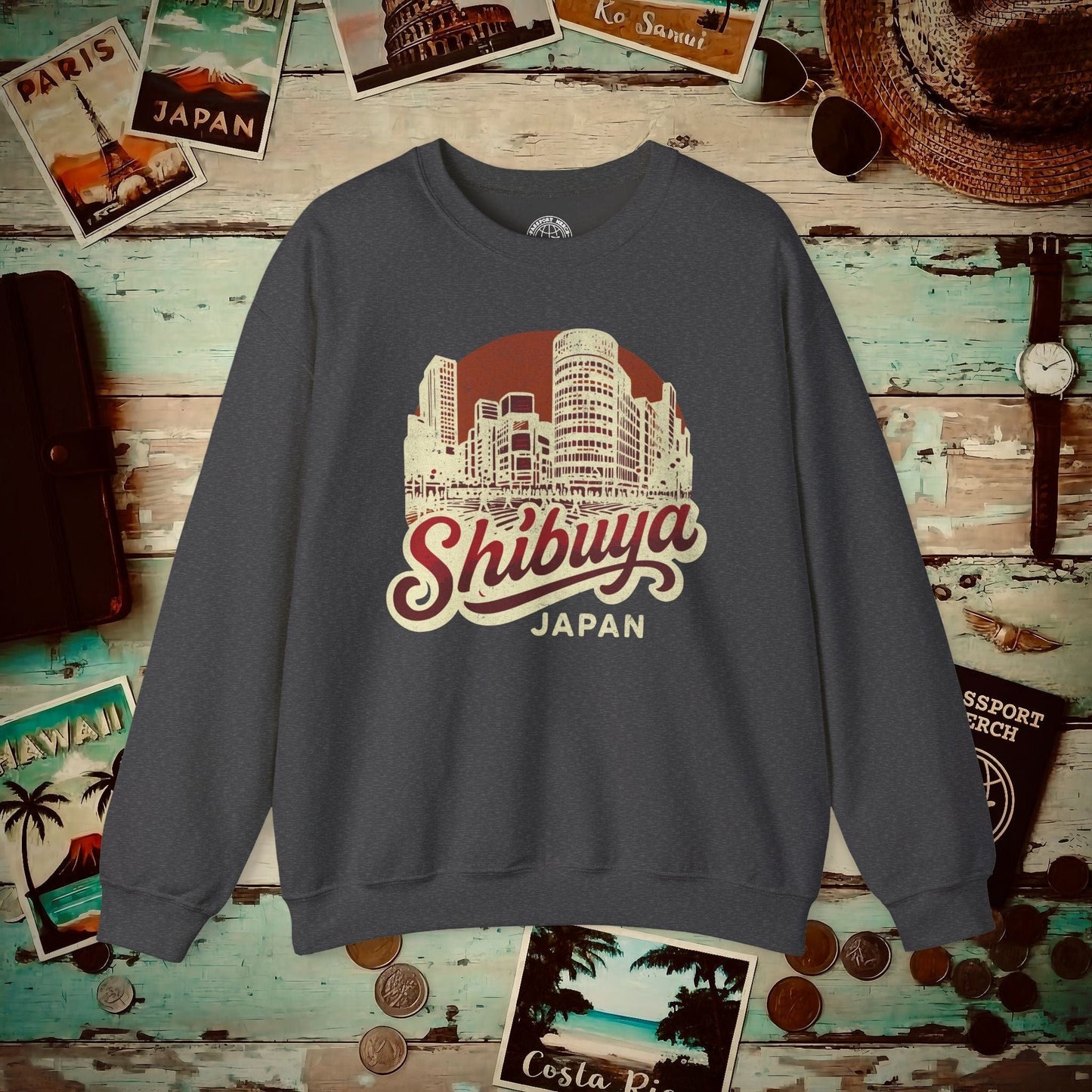Shibuya, Japan - 80's Vintage Crewneck Dark Heather / S